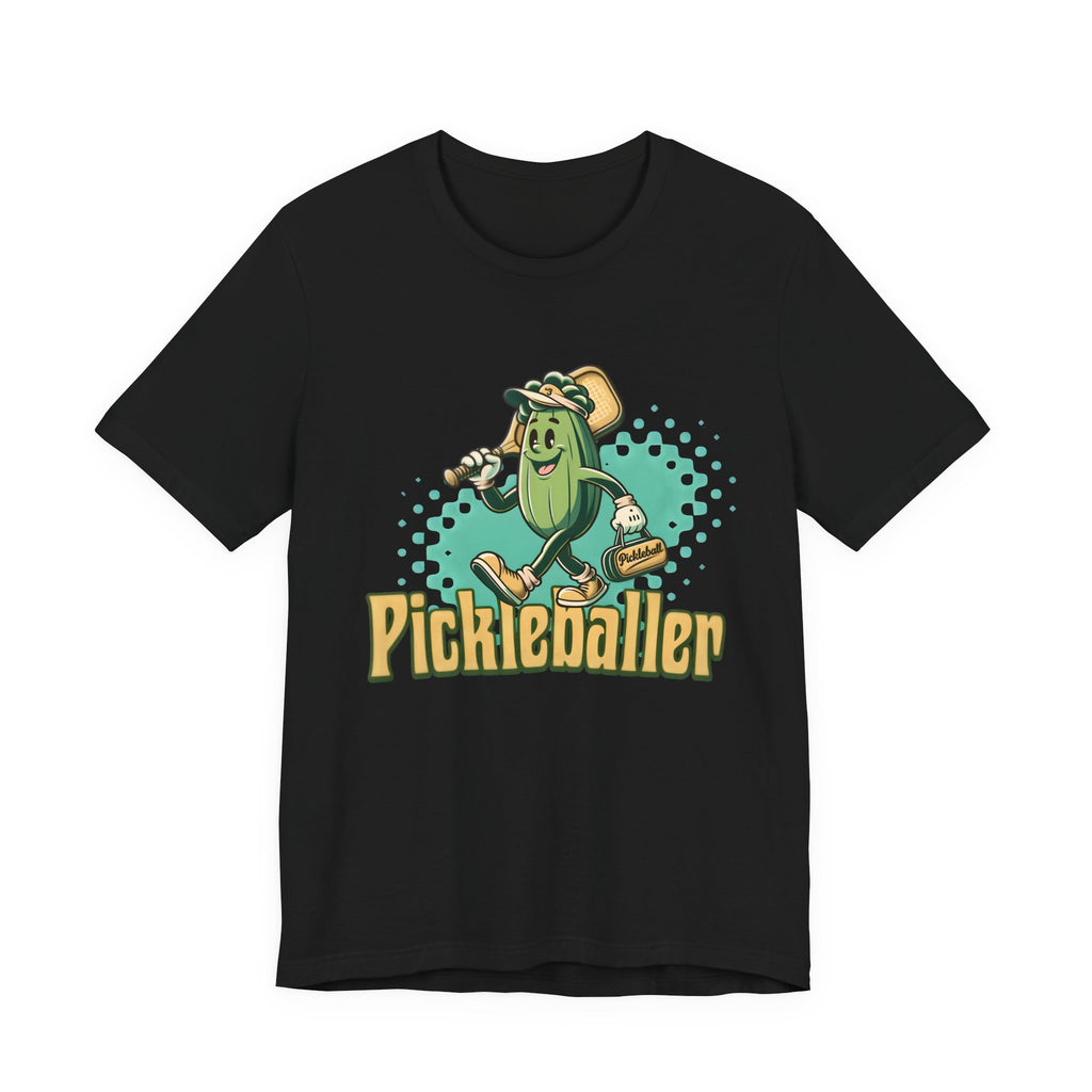 Pickleballer Graphic Tee — Retro Pickle Character Pickleball T‑Shirt