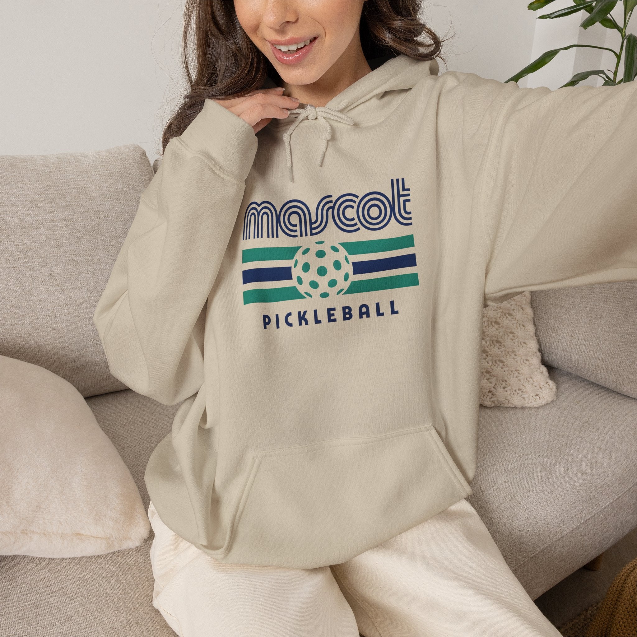 Mascot Pickleball Hoodie — Retro Striped Pickleball Pullover