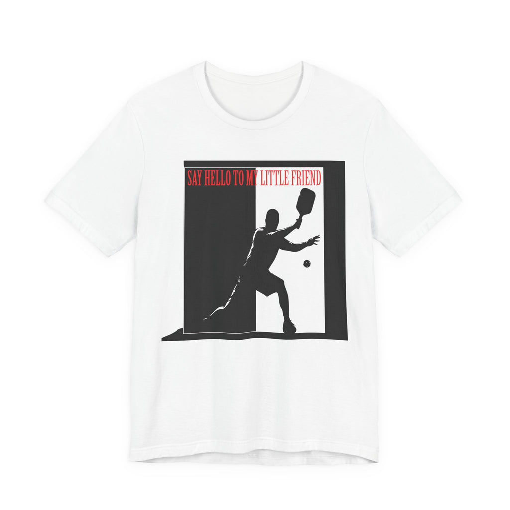 Tennis Tee — "Say Hello to My Little Friend" Retro Silhouette Shirt