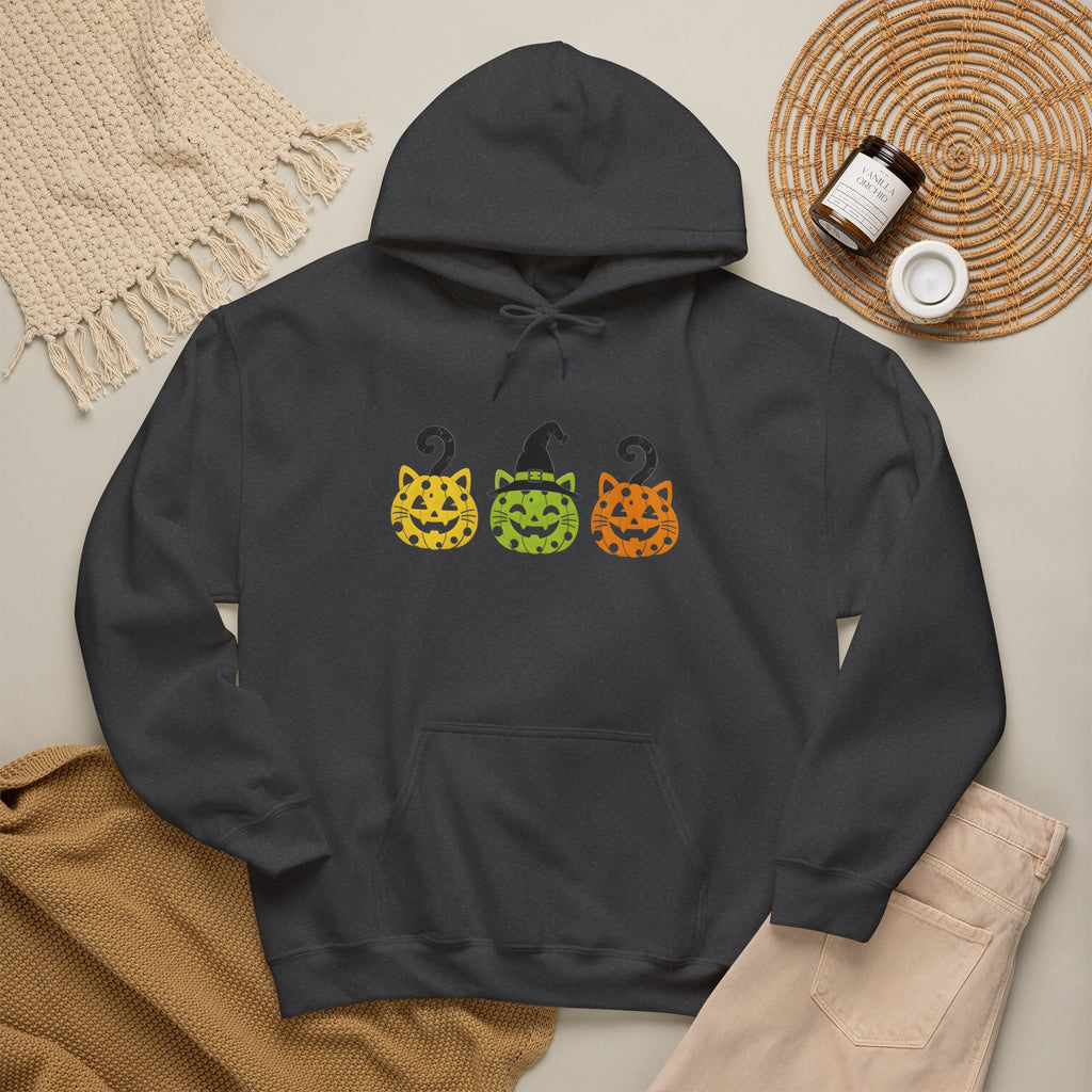 Pumpkin Trio Halloween Hoodie — Cute Witch Hat Jack-o'-Lantern Sweatshirt