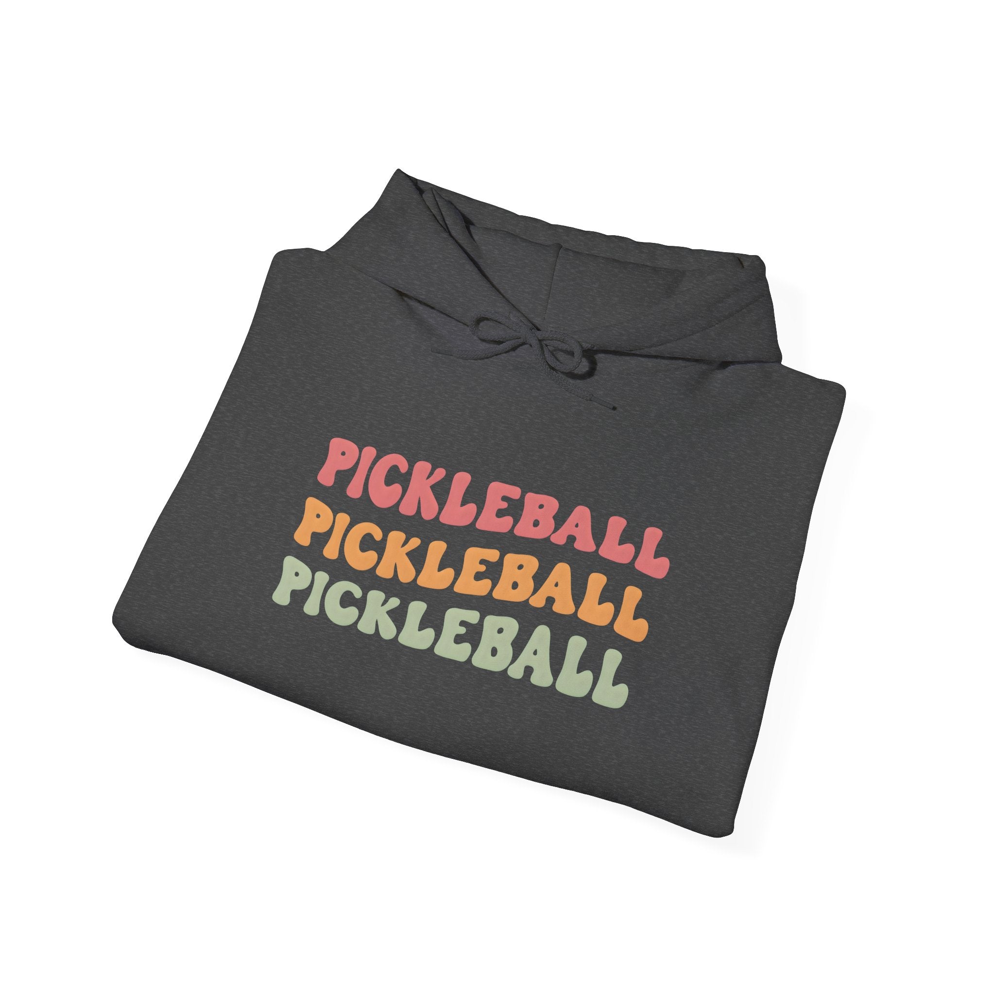 Pickleball Retro Text Hoodie — Repeated Pastel 'PICKLEBALL' Design