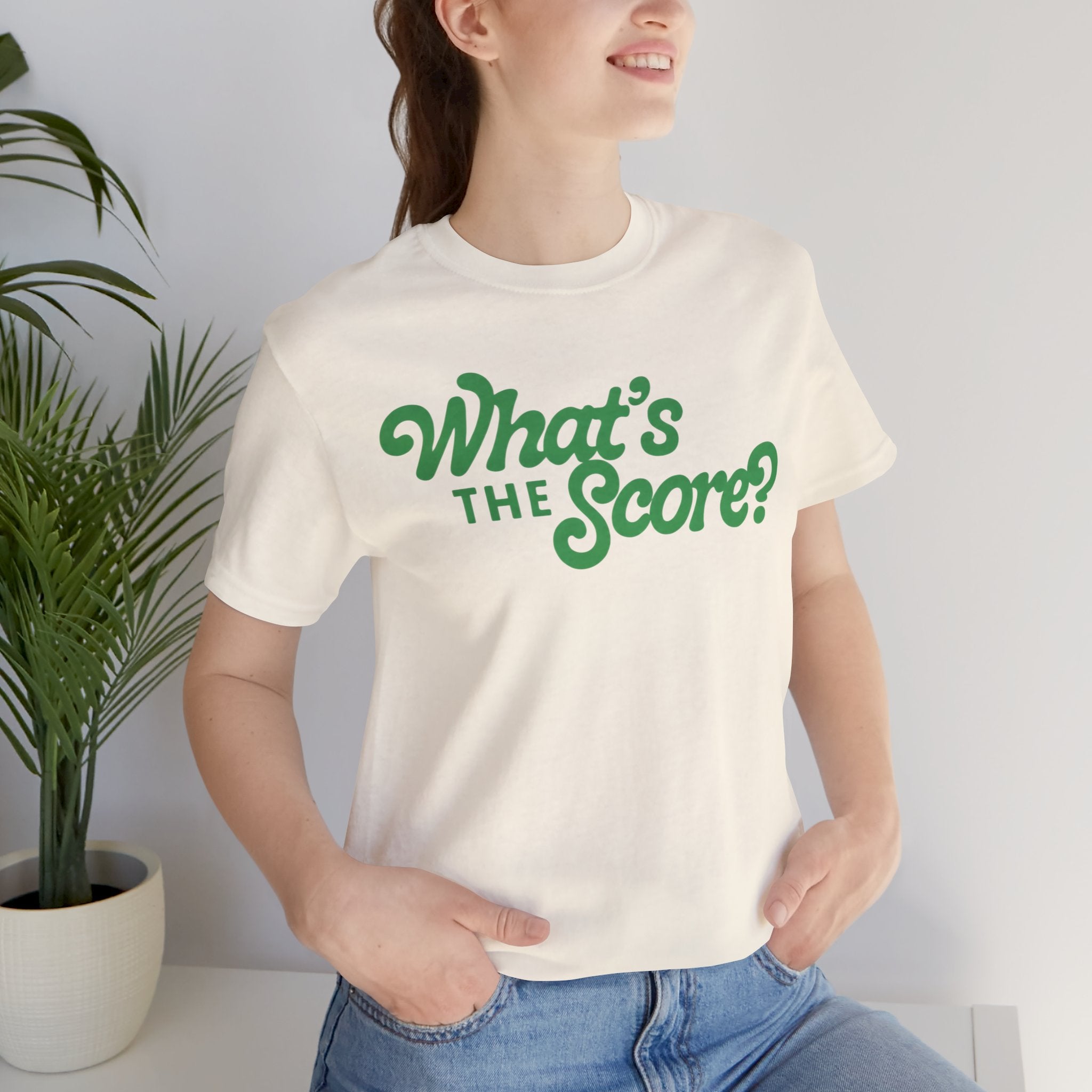 What's The Score? Graphic Tee — Retro Script Sports Fan T-Shirt