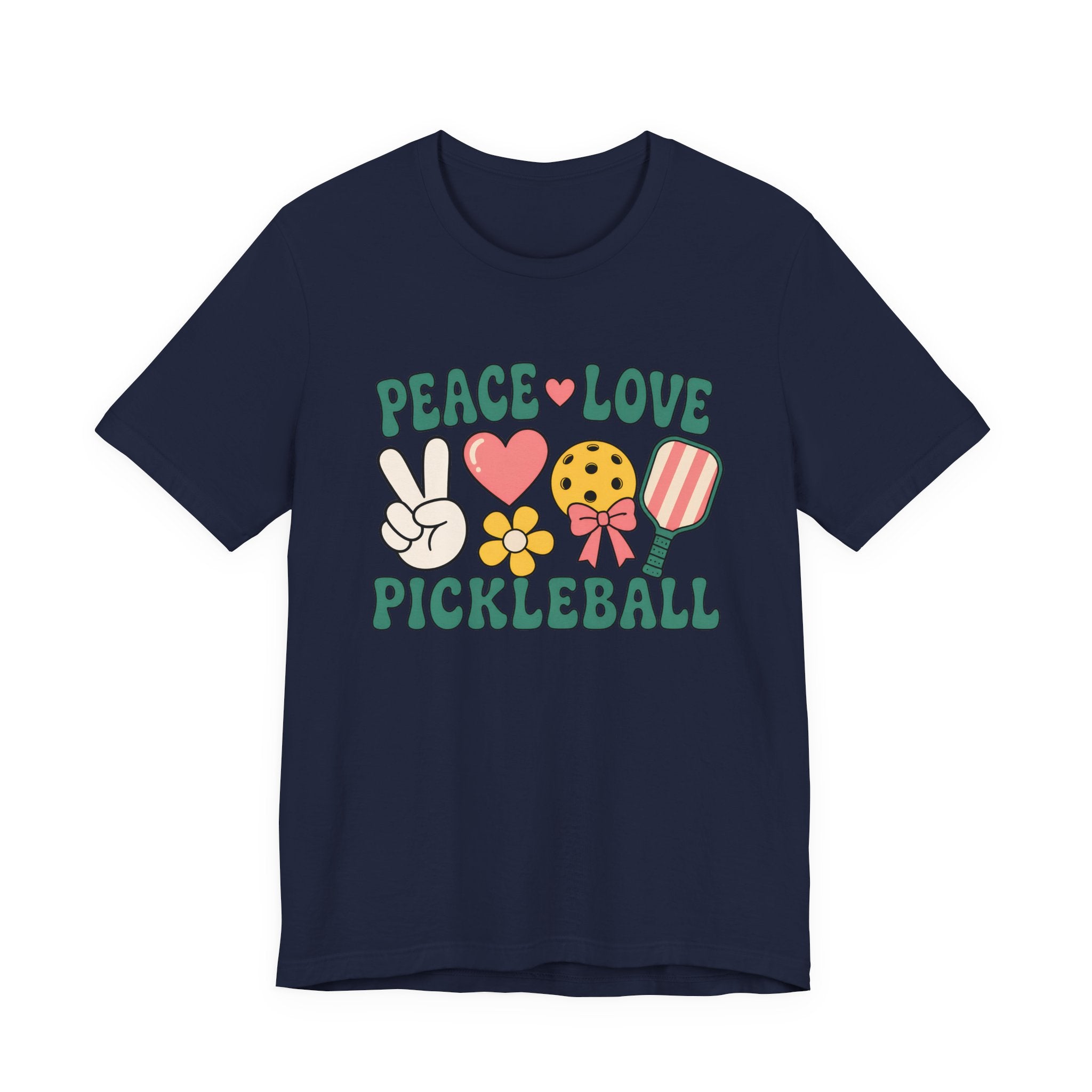 Pickleball Peace & Love T-Shirt – Cute Retro Paddle Design