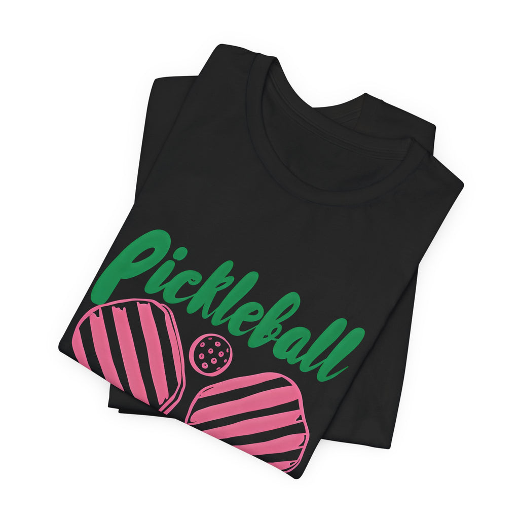 Pickleball Club Heart Tee — Women's Pink & Green Paddle Shirt