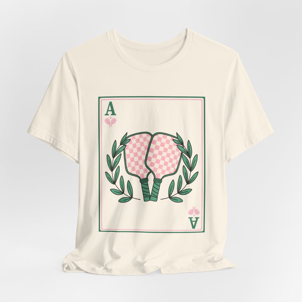 Ace of Hearts Playing Card Tee — Pink Checker Butt Graphic T-Shirt