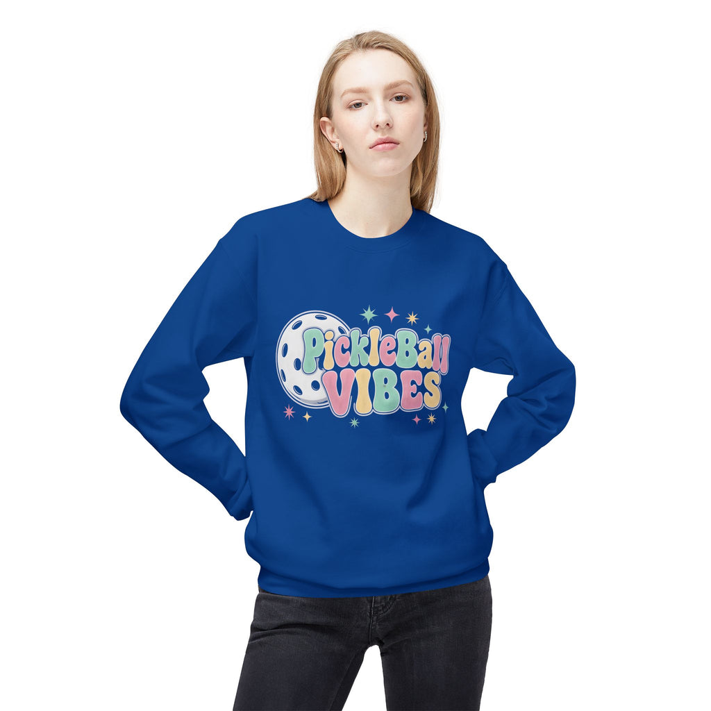 Pickleball Vibes Crewneck Sweatshirt — Pastel Retro Pickleball Graphic