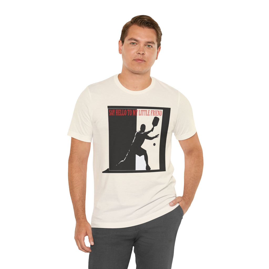 Tennis Tee — "Say Hello to My Little Friend" Retro Silhouette Shirt