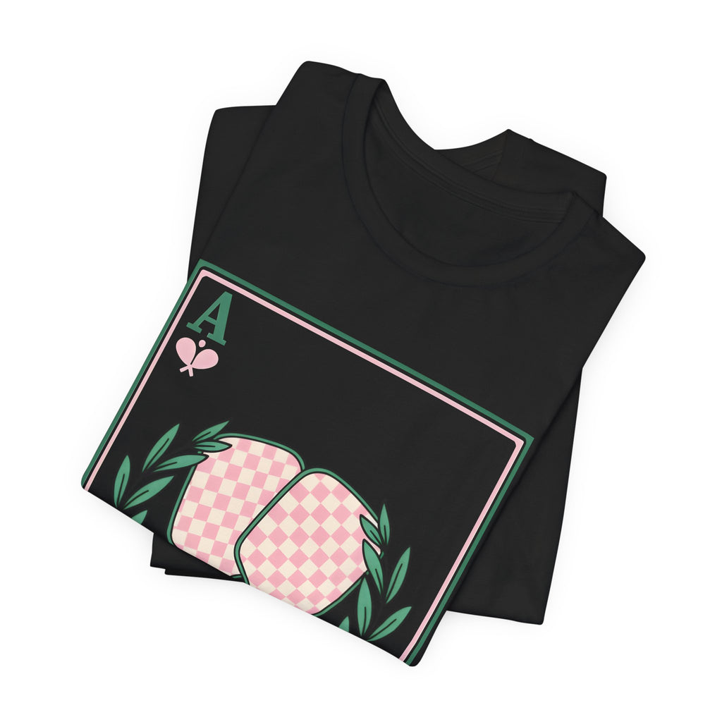 Ace of Hearts Playing Card Tee — Pink Checker Butt Graphic T-Shirt