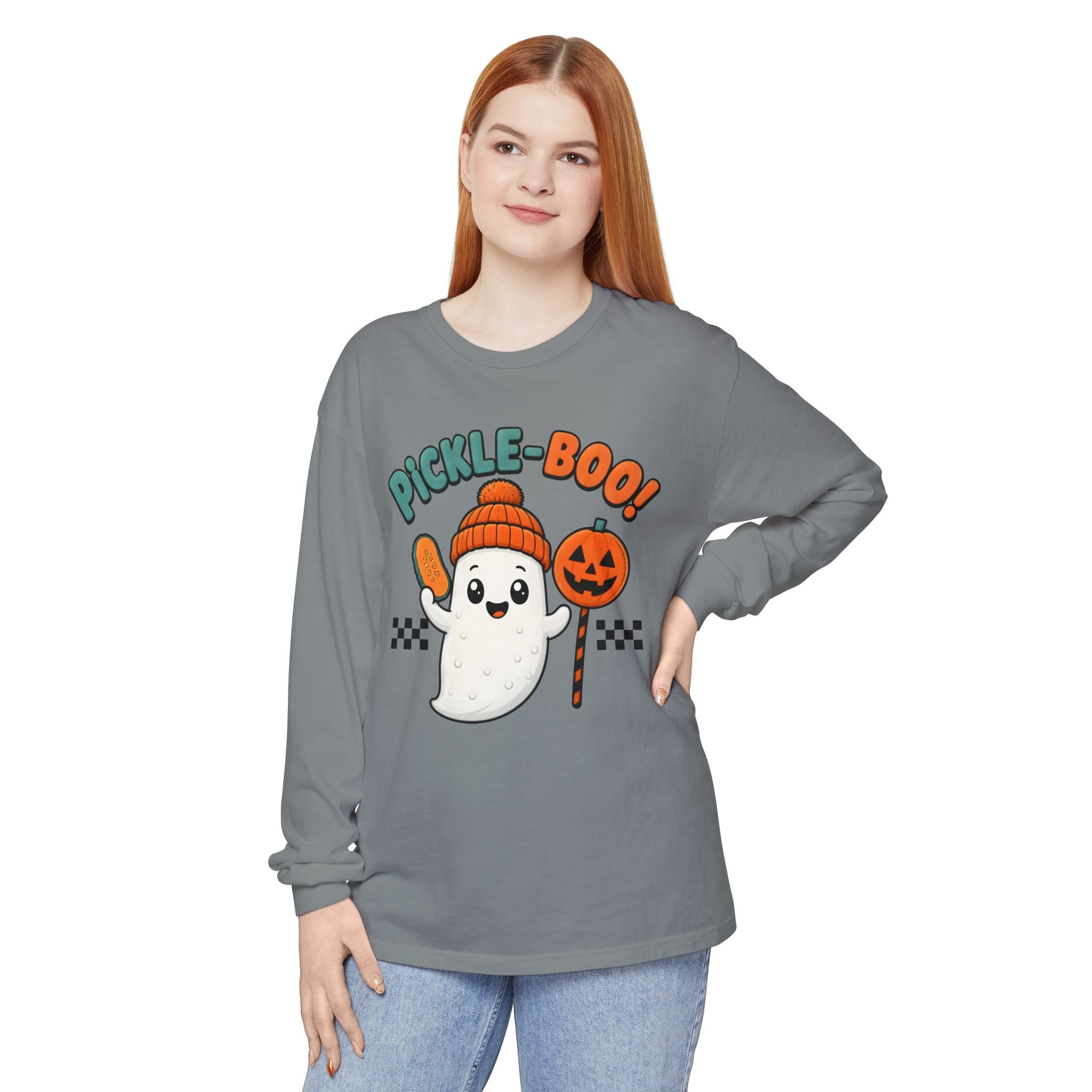 Pickle-Boo! Ghost Halloween Long Sleeve Tee