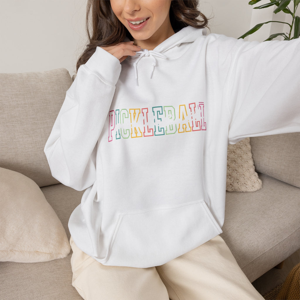 Pickleball Pastel Hoodie – Colorful Retro Text Pickleball Pullover