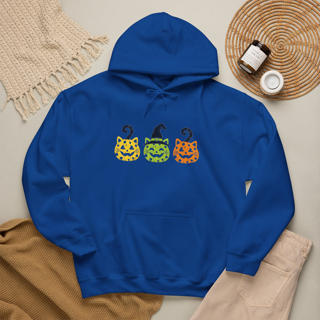 Pumpkin Trio Halloween Hoodie — Cute Witch Hat Jack-o'-Lantern Sweatshirt