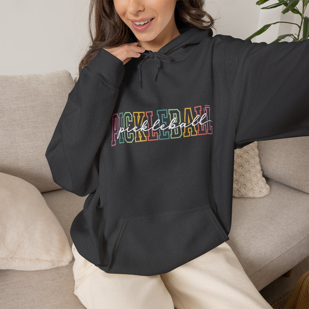 Pickleball Pastel Hoodie – Colorful Retro Text Pickleball Pullover