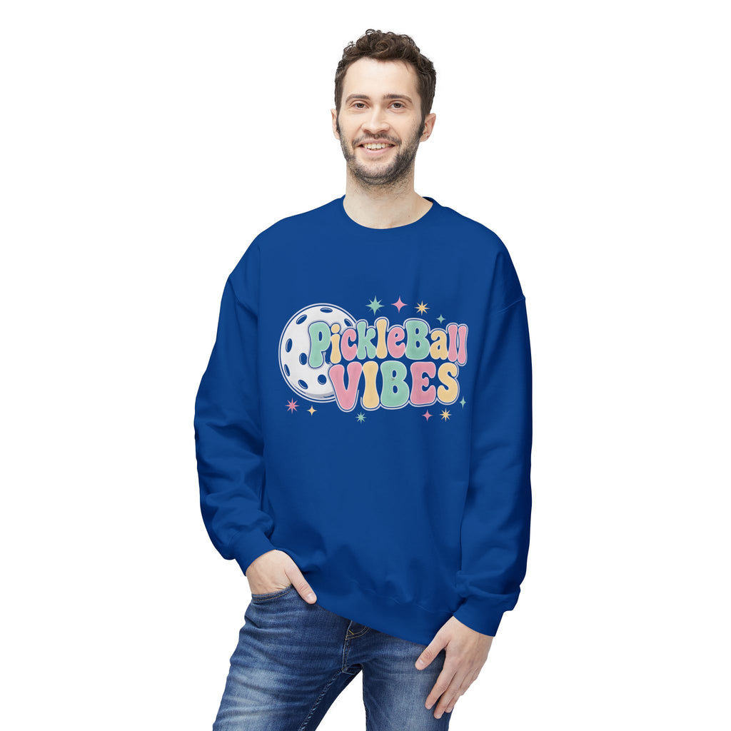 Pickleball Vibes Crewneck Sweatshirt — Pastel Retro Pickleball Graphic