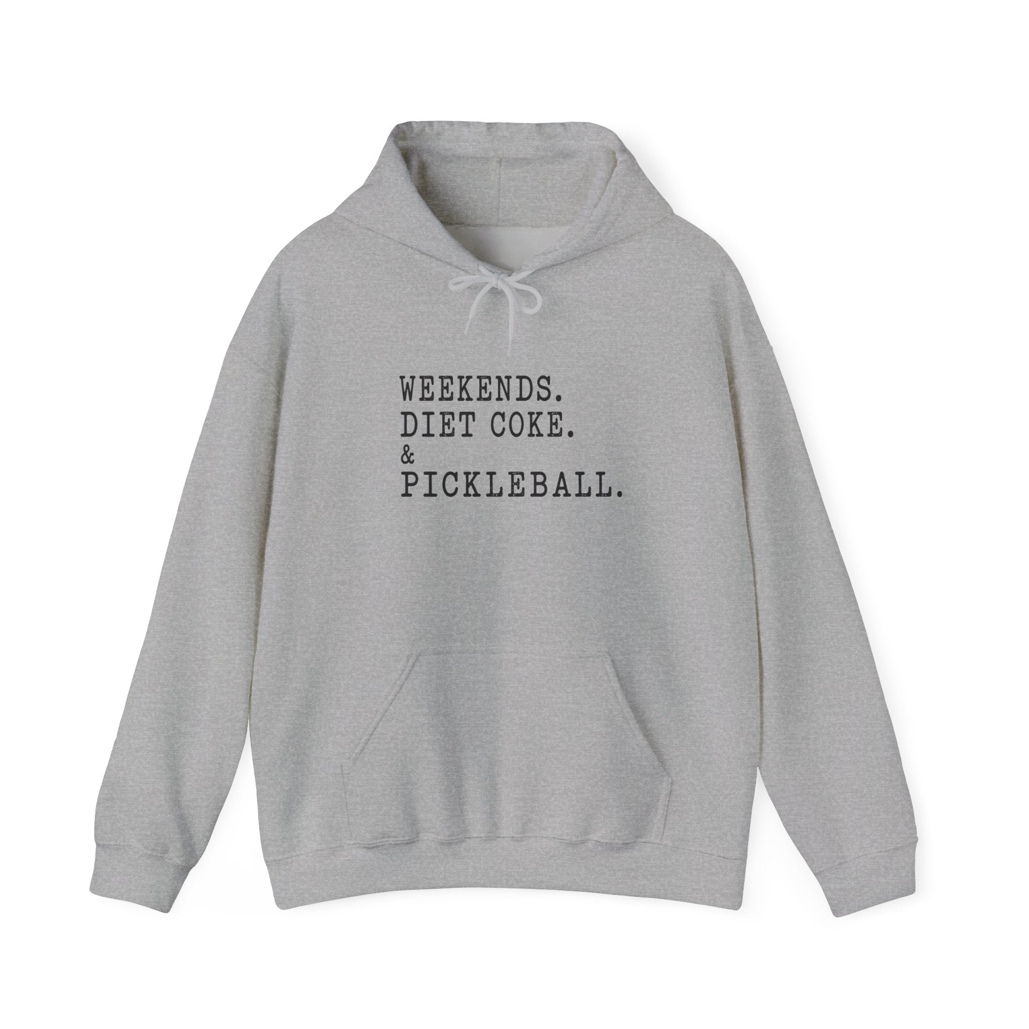 Pickleball Hoodie - "Weekends. Diet Coke. & Pickleball." Cozy White Pullover