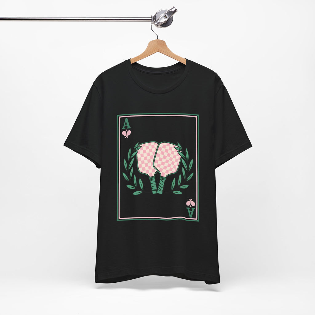 Ace of Hearts Playing Card Tee — Pink Checker Butt Graphic T-Shirt