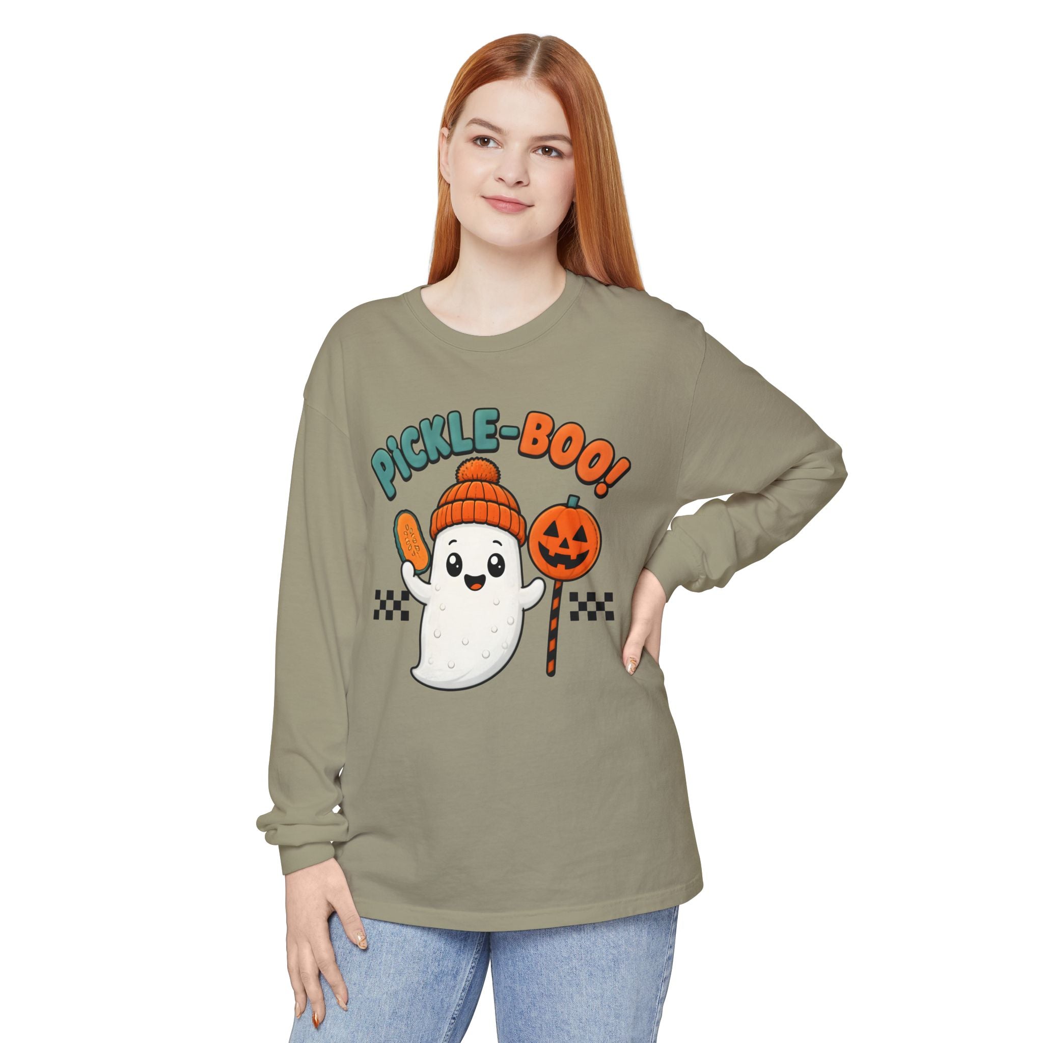 Pickle-Boo! Ghost Halloween Long Sleeve Tee