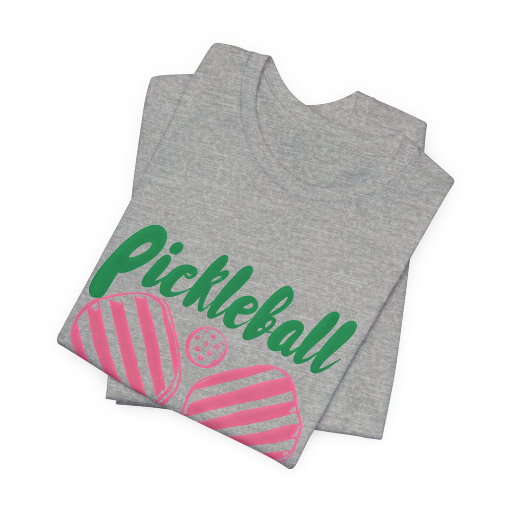 Pickleball Club Heart Tee — Women's Pink & Green Paddle Shirt