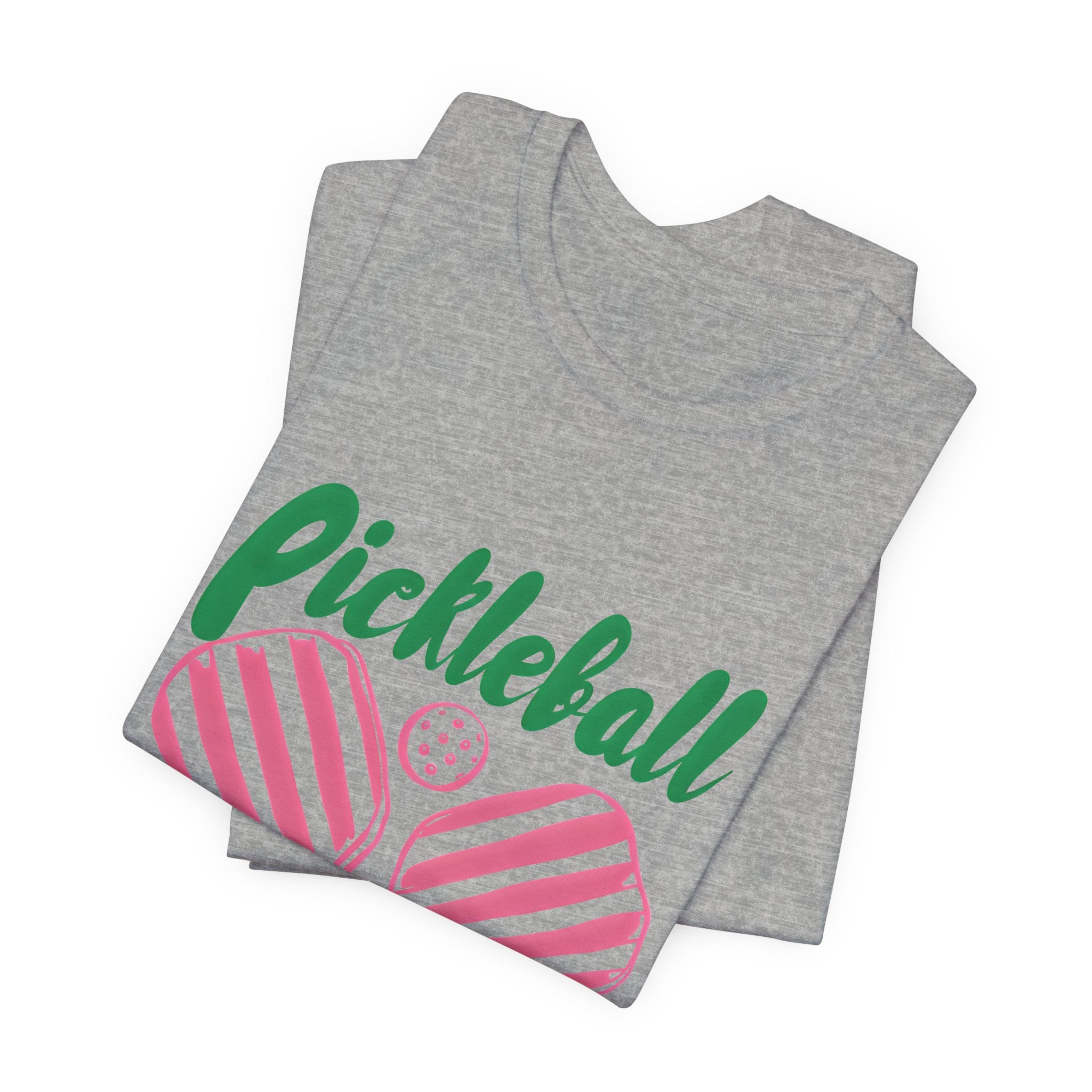 Pickleball Club Heart Tee — Women's Pink & Green Paddle Shirt