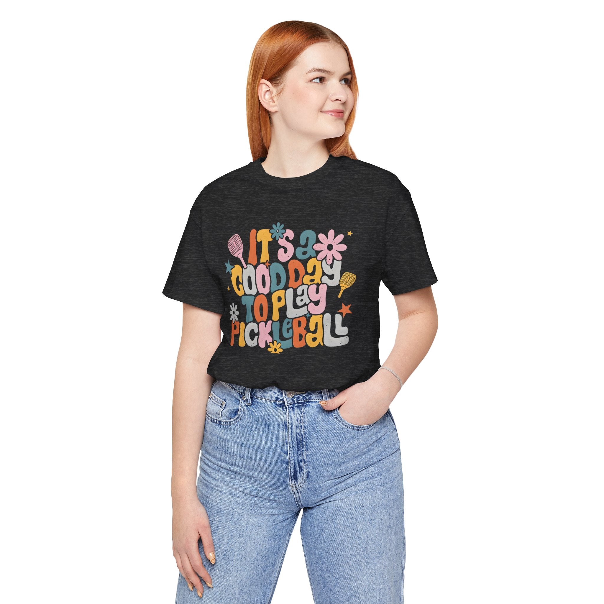 Pickleball Tee - "It's a Good Day to Play Pickleball" Retro Floral Graphic T-Shirt