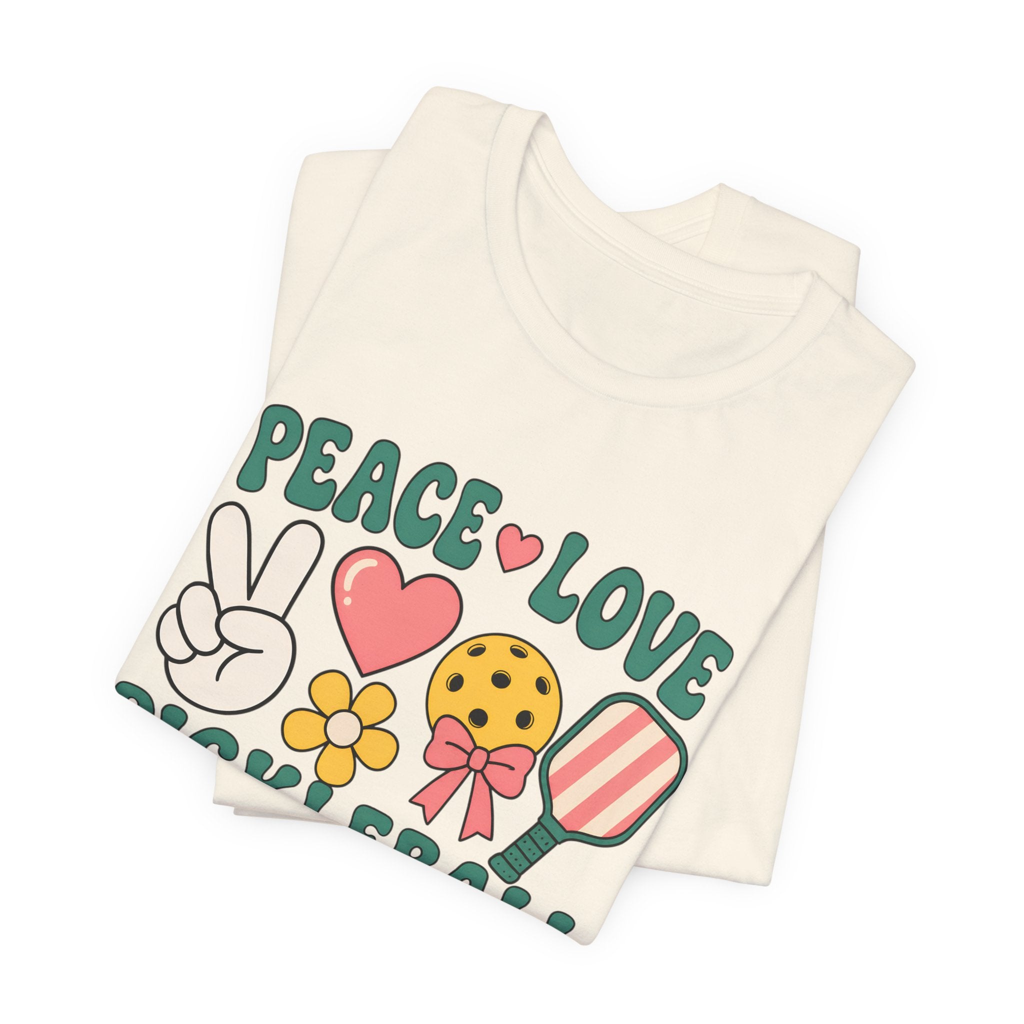 Pickleball Peace & Love T-Shirt – Cute Retro Paddle Design
