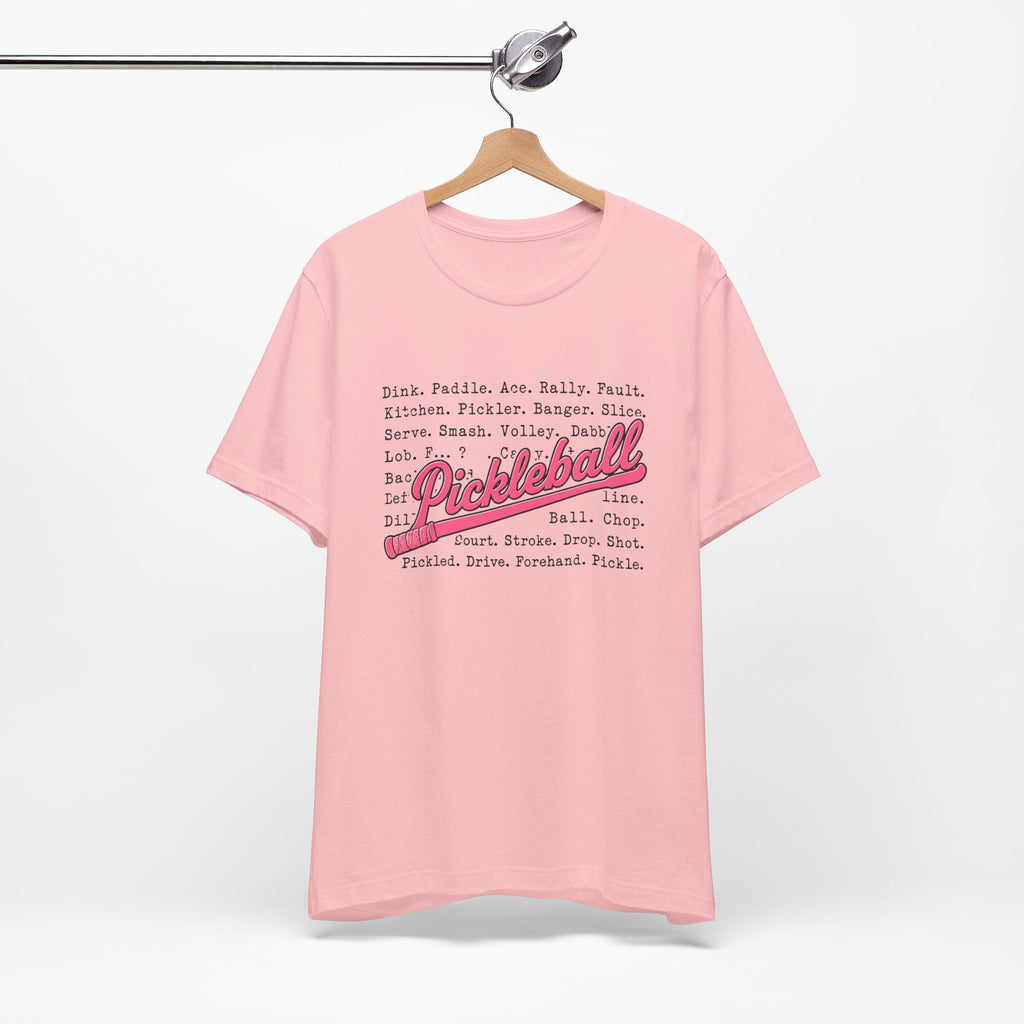 Pickleball Tee — Retro Pink Script Graphic Shirt