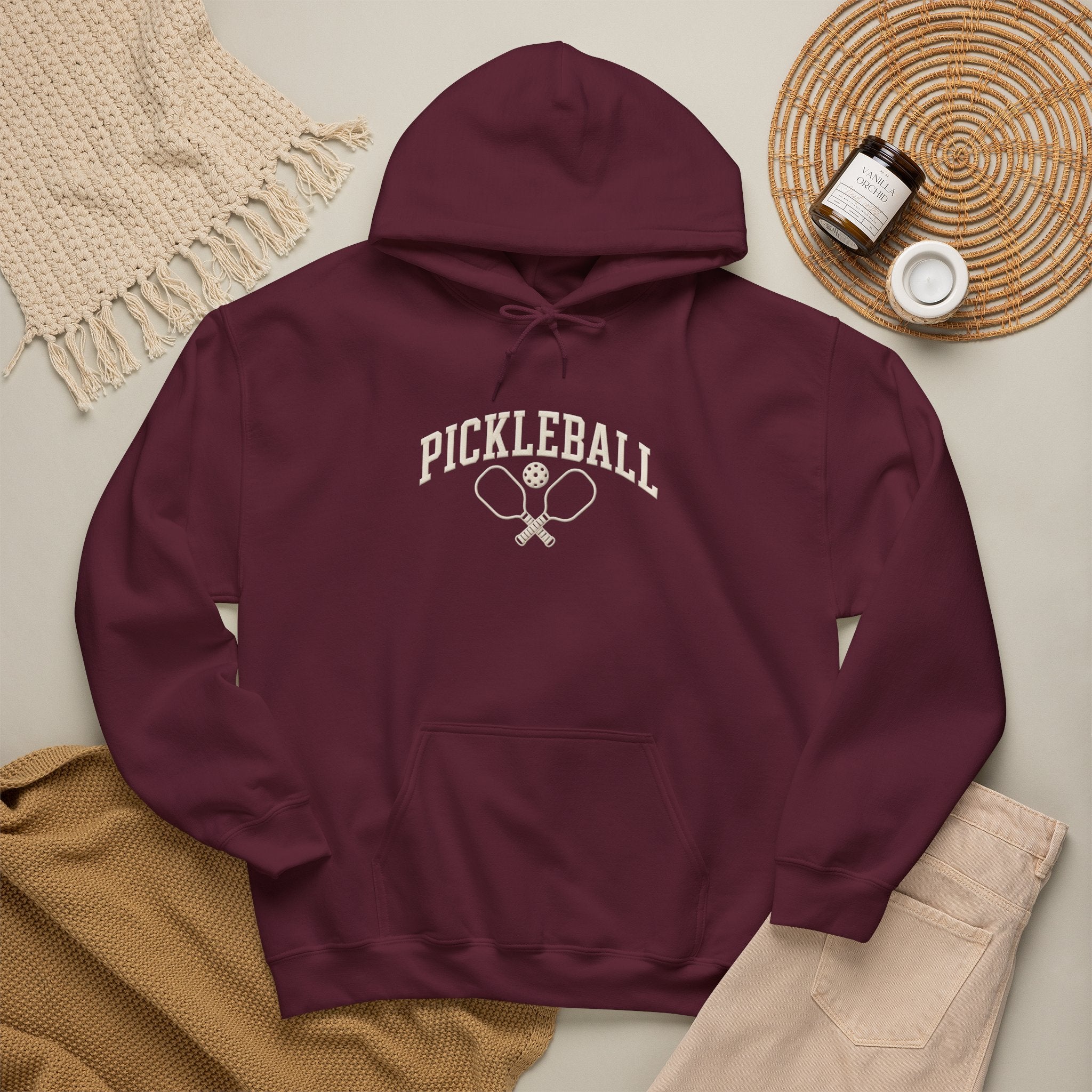 Pickleball Hoodie — Vintage Racket & Ball Graphic Sweatshirt