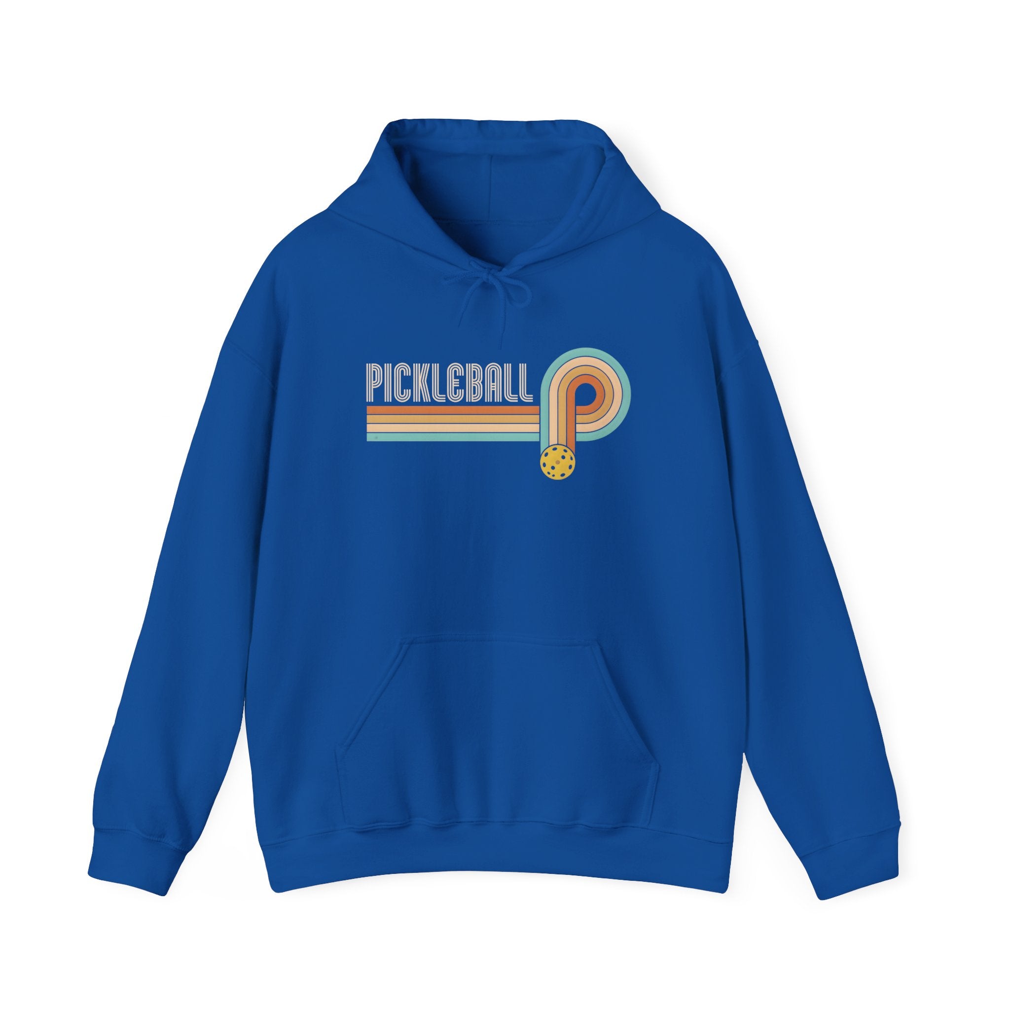 Retro Pickleball Hoodie – Vintage Stripes & Paddle Logo