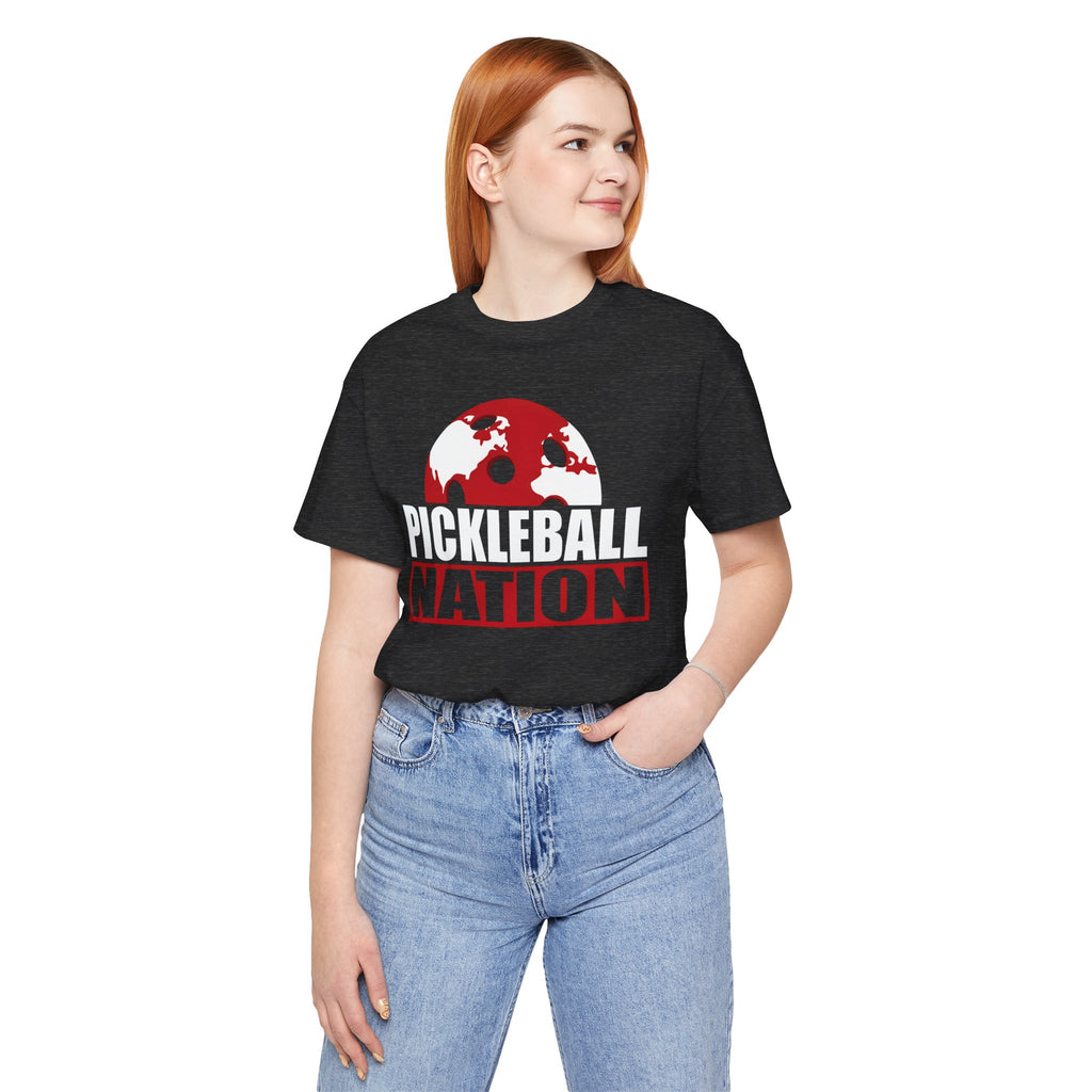 Pickleball Nation T‑Shirt – Bold Red & White Graphic Tee for Players and Fans