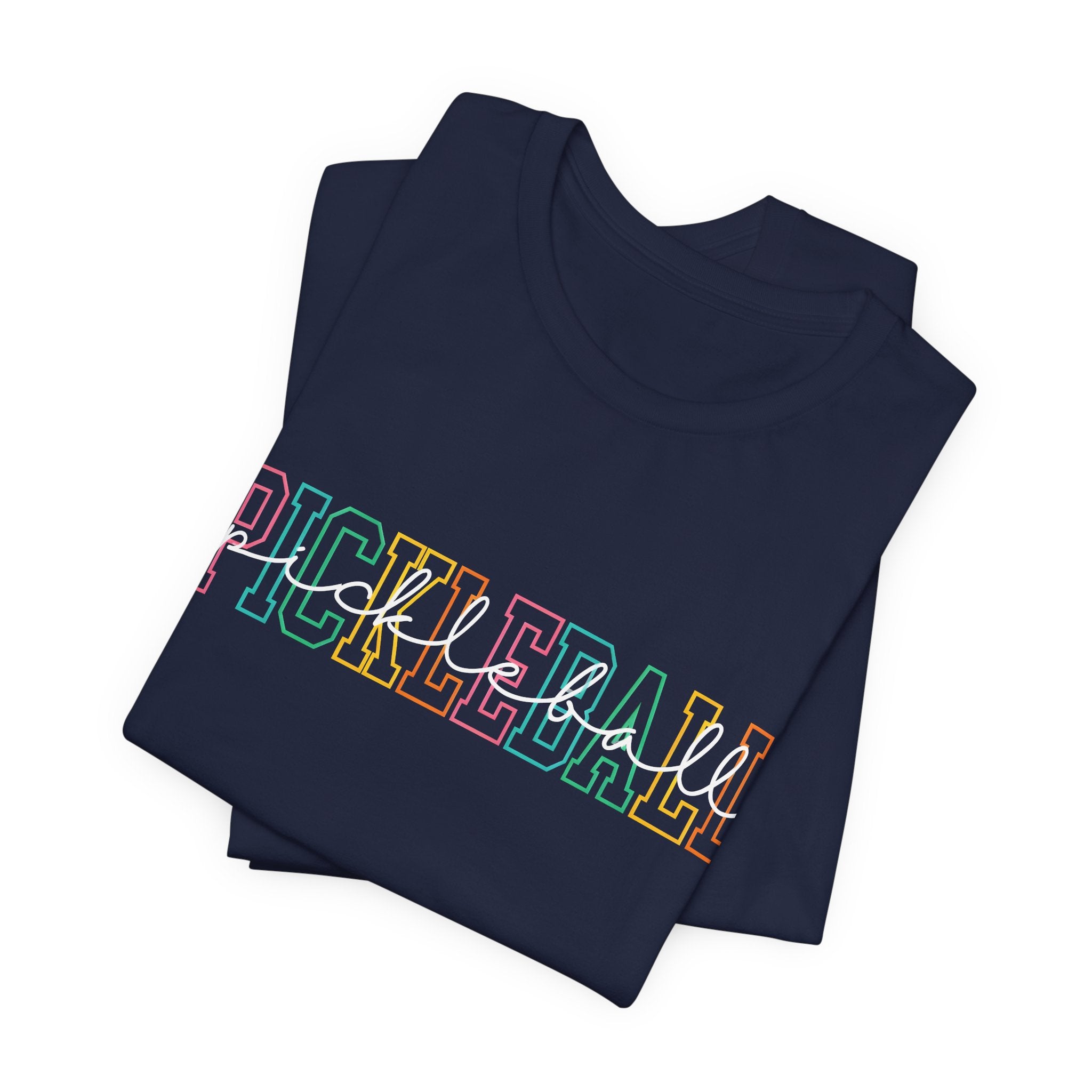 Pickleball Retro Outline T-Shirt — Colorful Athletic Court Tee