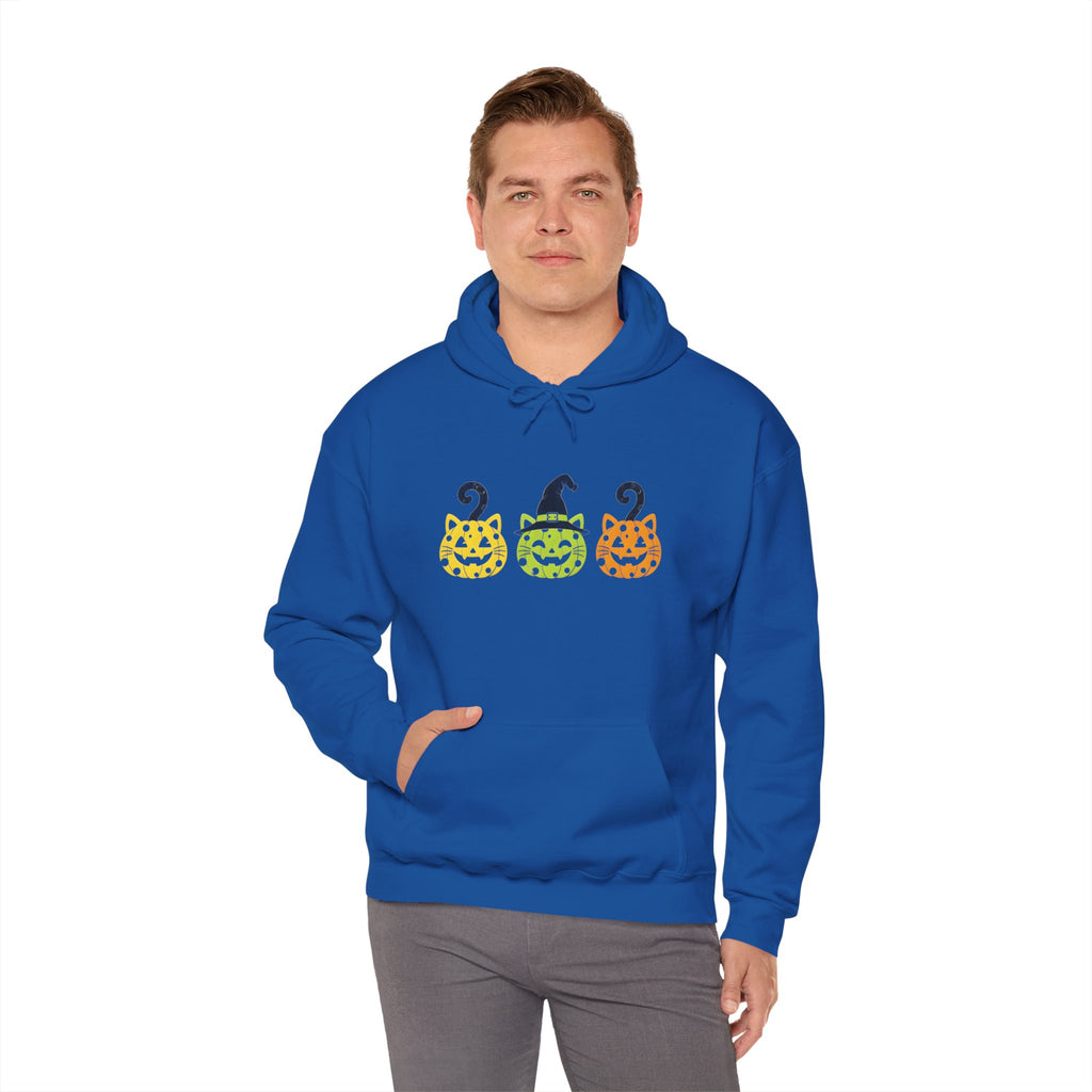 Pumpkin Trio Halloween Hoodie — Cute Witch Hat Jack-o'-Lantern Sweatshirt