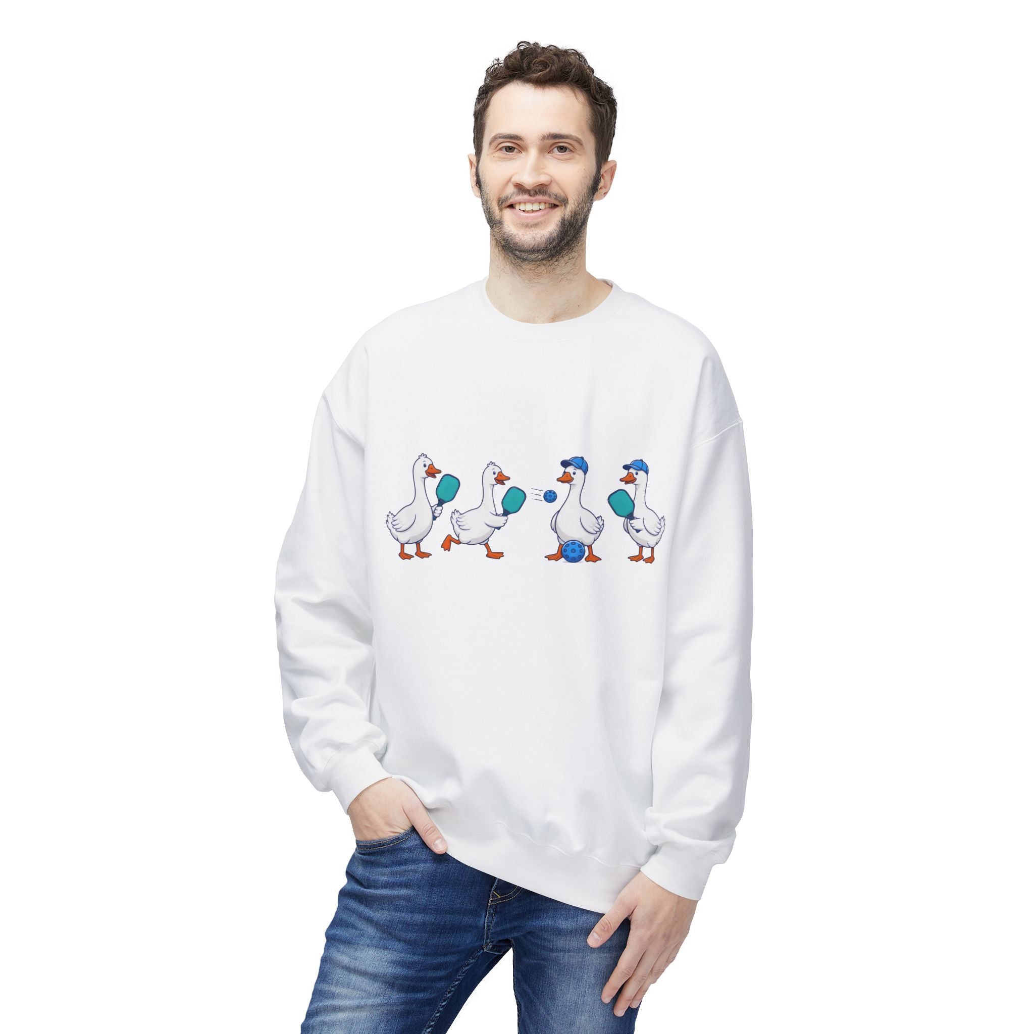 Duck Parade Crewneck Sweatshirt – Cute Cartoon Ducks Graphic