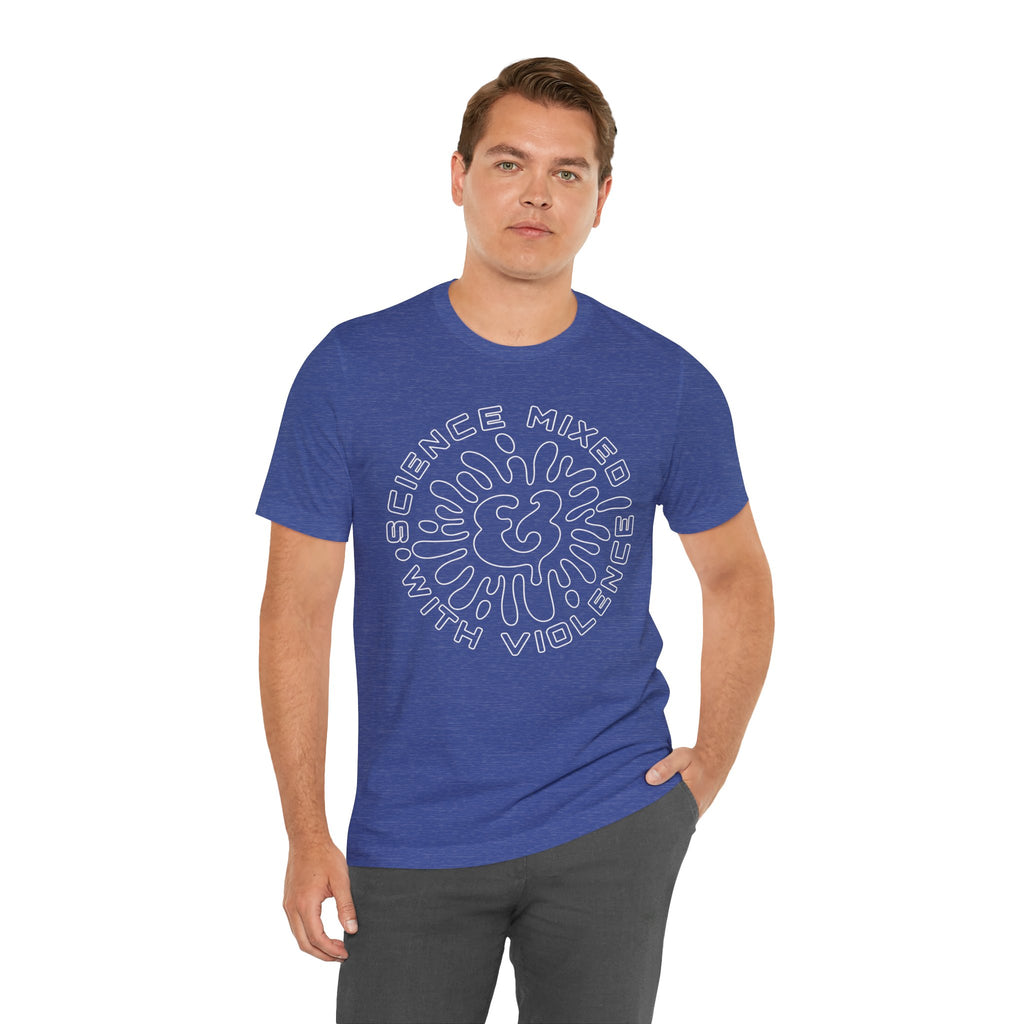 Science & Violence Graphic Tee — Retro Psychedelic Badge T‑Shirt