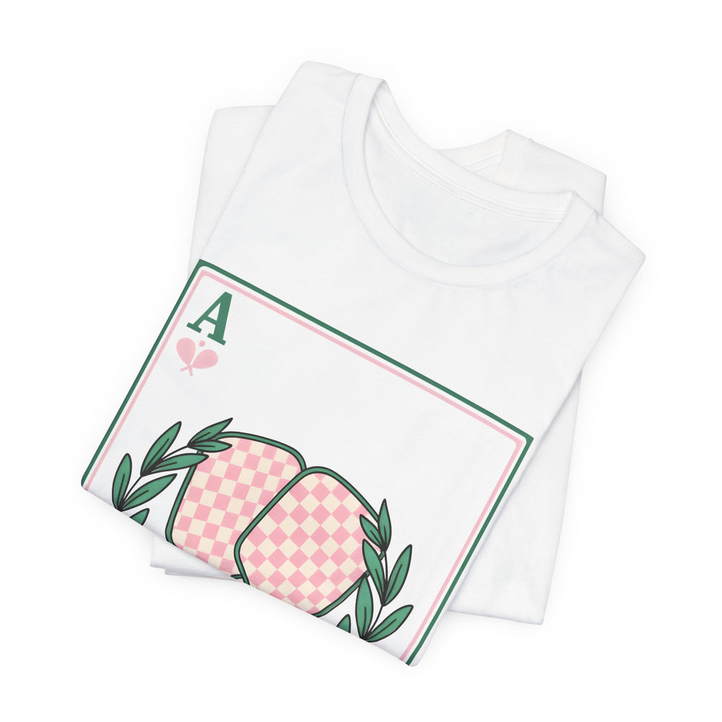 Ace of Hearts Playing Card Tee — Pink Checker Butt Graphic T-Shirt