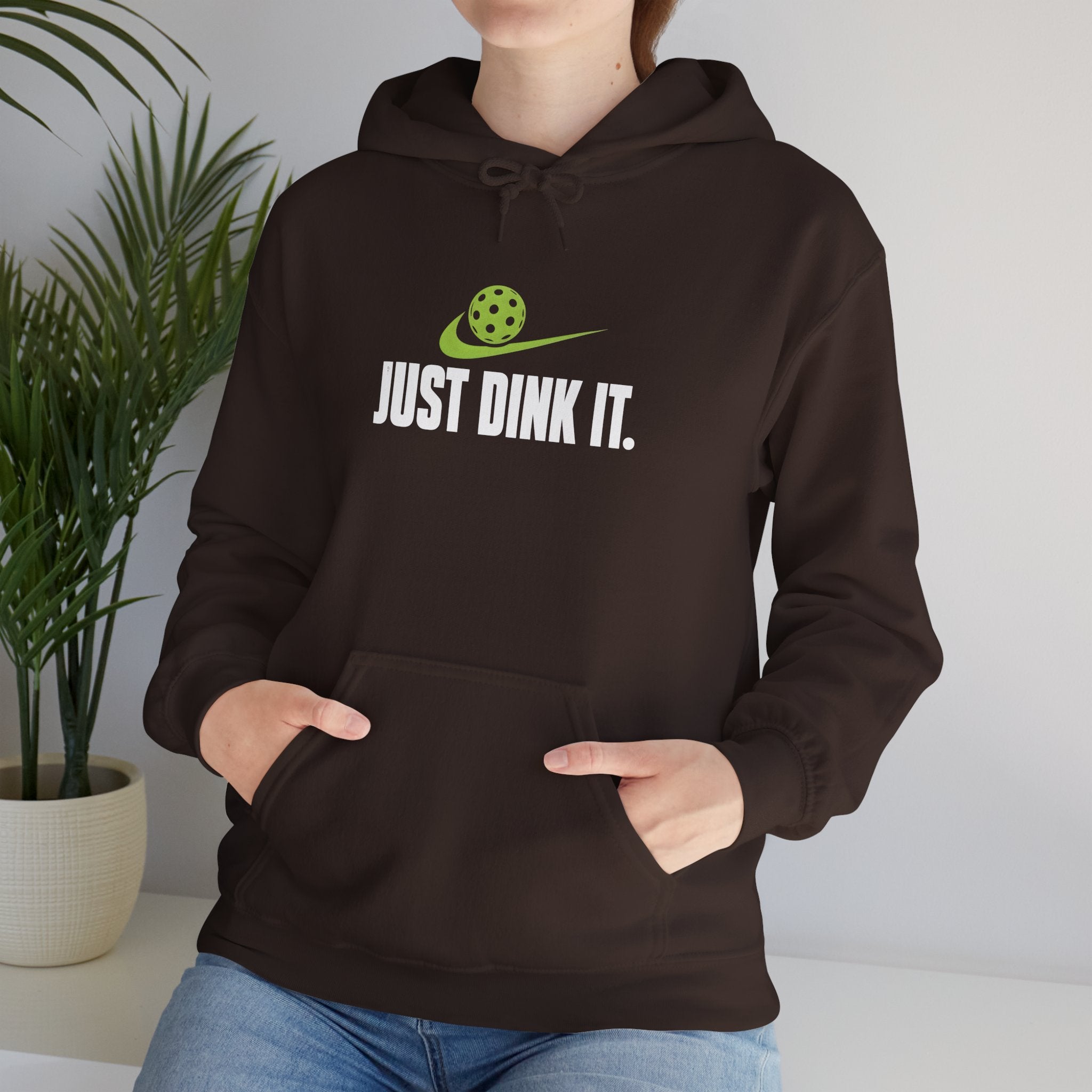 Pickleball Hoodie - "Just Dink It." Sweatshirt with Ball & Paddle Graphic