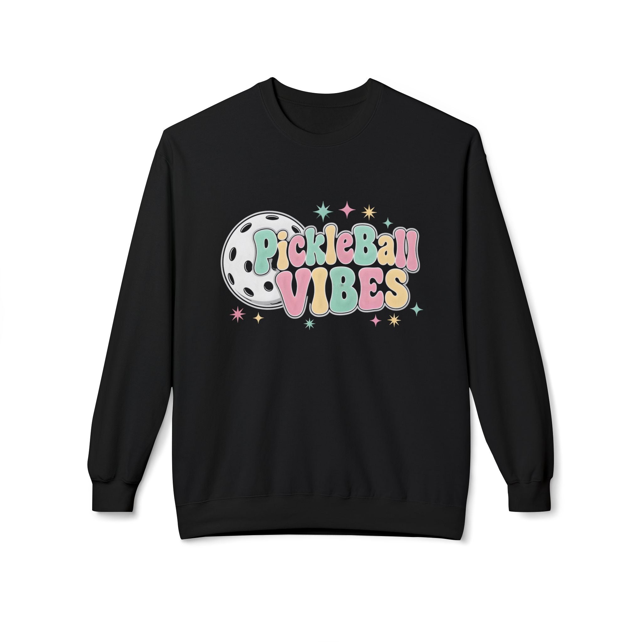 Pickleball Vibes Crewneck Sweatshirt — Pastel Retro Pickleball Graphic