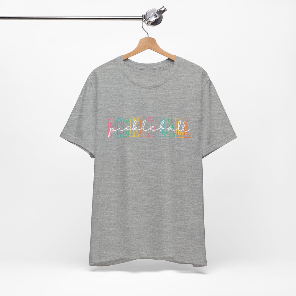 Pickleball Retro Outline T-Shirt — Colorful Athletic Court Tee