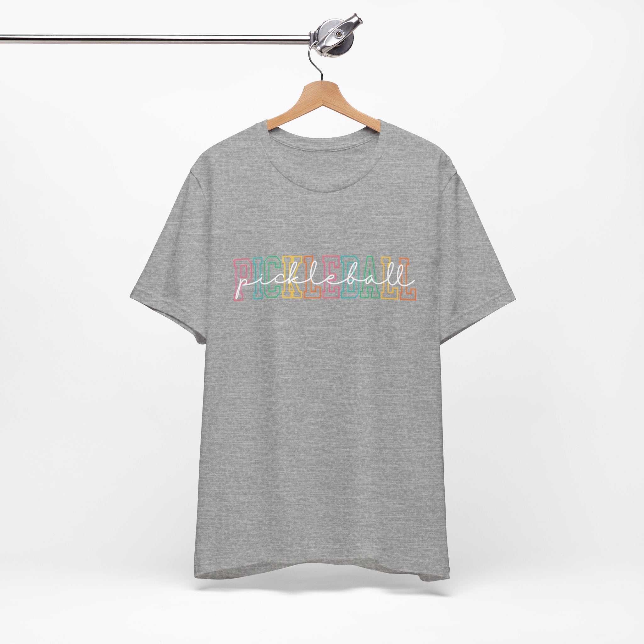 Pickleball Retro Outline T-Shirt — Colorful Athletic Court Tee