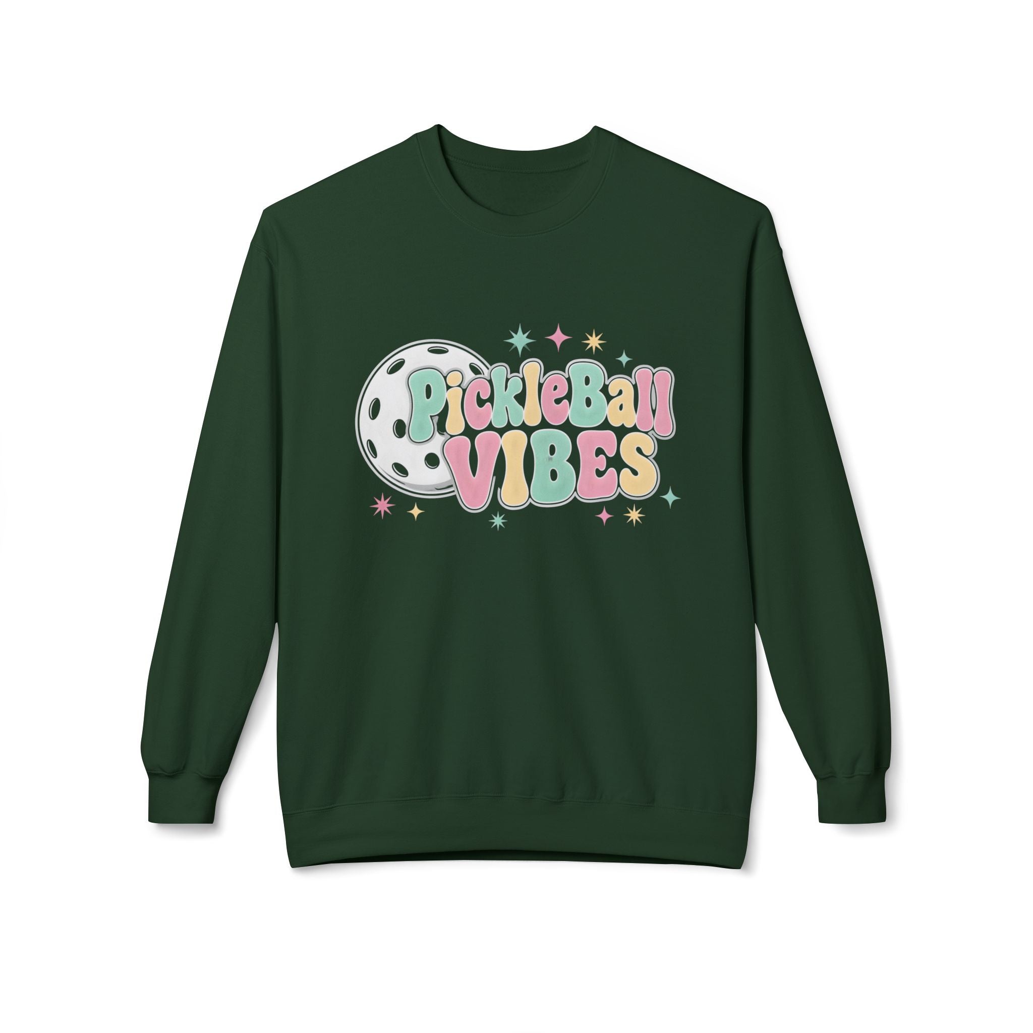 Pickleball Vibes Crewneck Sweatshirt — Pastel Retro Pickleball Graphic