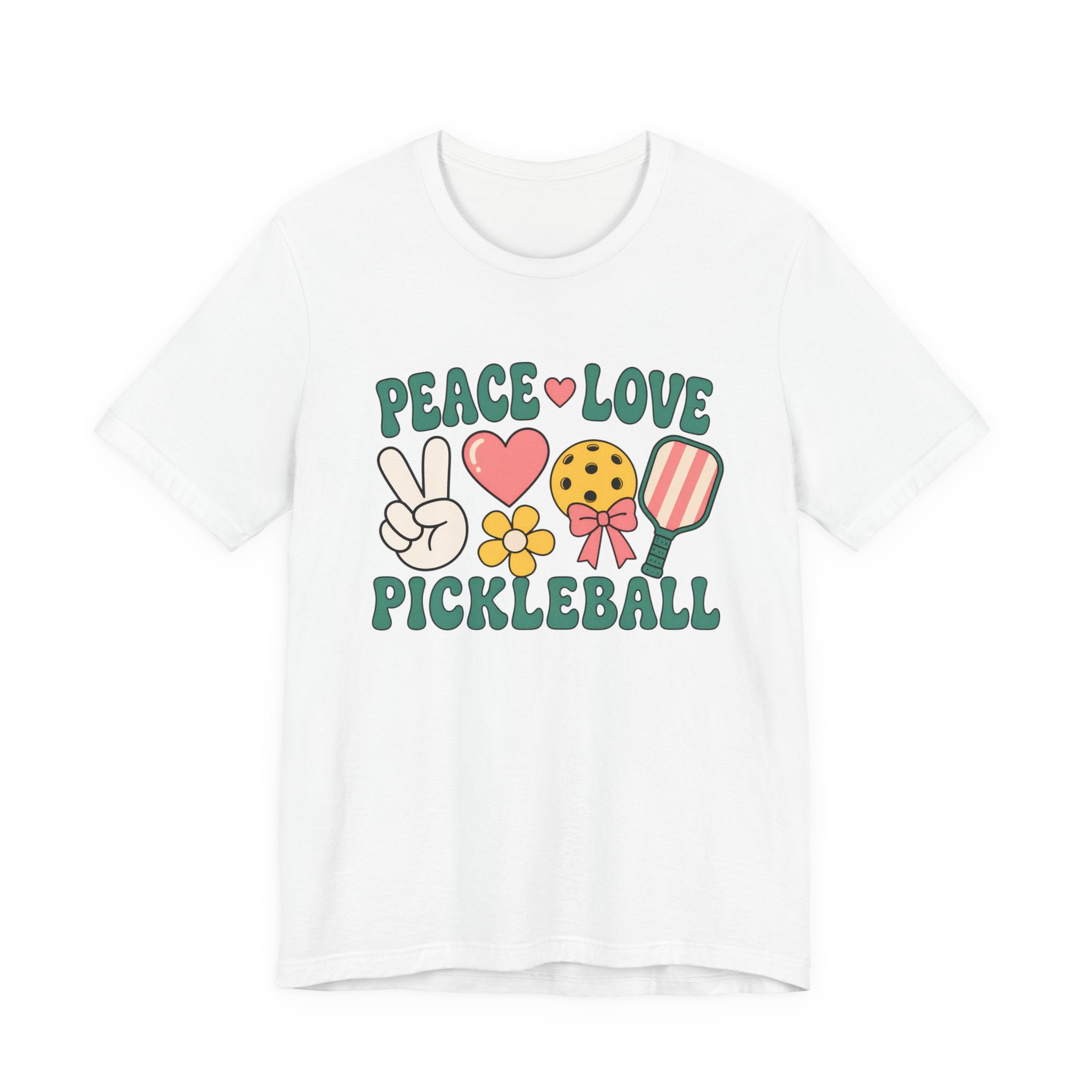 Pickleball Peace & Love T-Shirt – Cute Retro Paddle Design