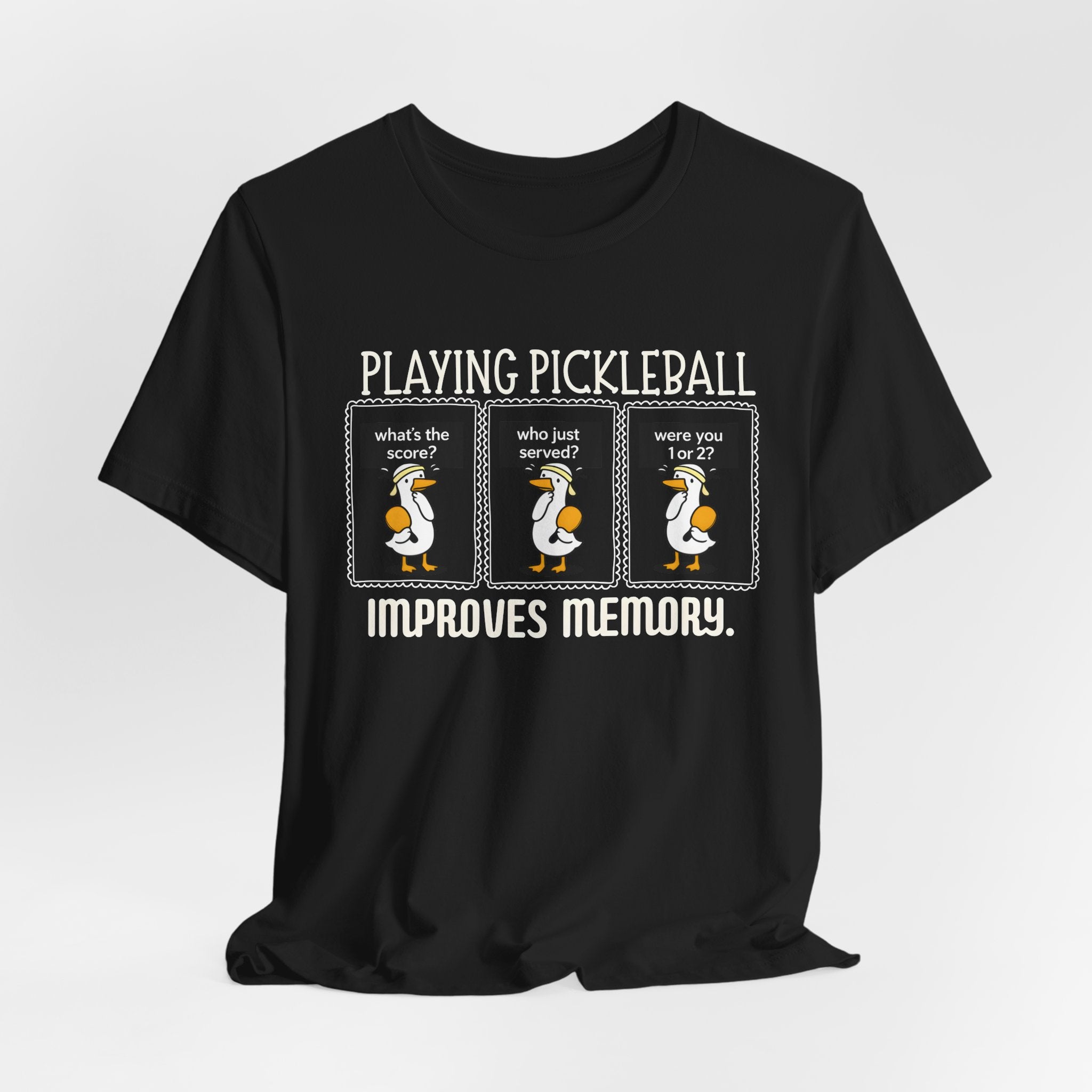 Pickleball Tee — "Playing Pickleball Improves Memory" Funny Penguin Graphic Shirt