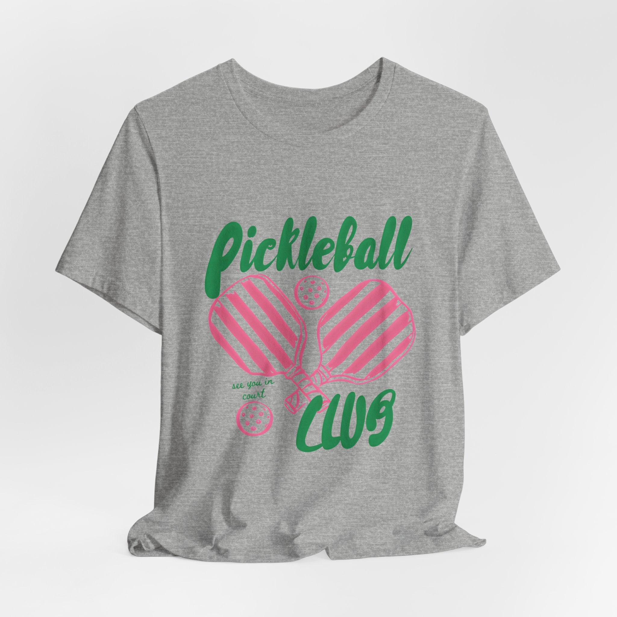 Pickleball Club Heart Tee — Women's Pink & Green Paddle Shirt