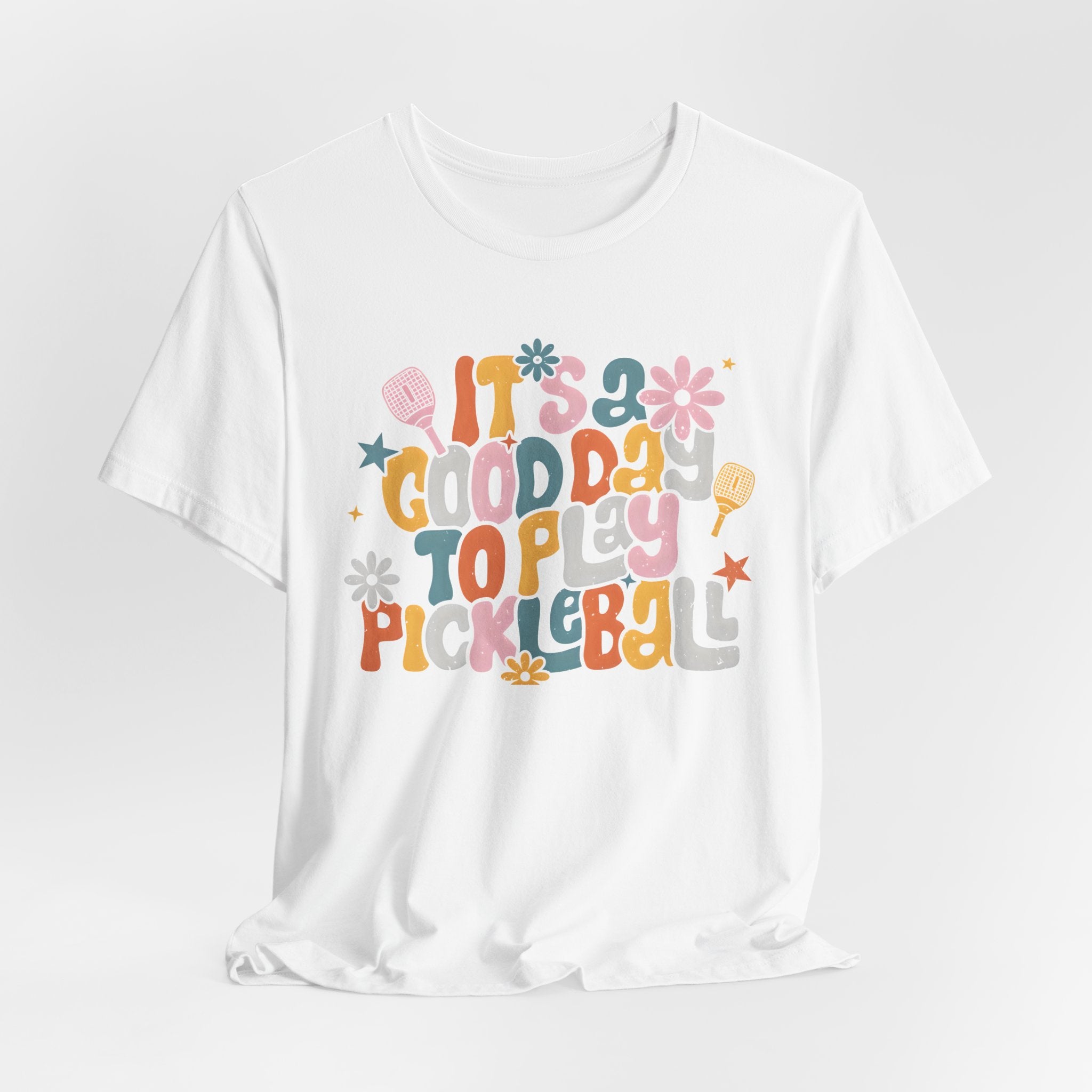 Pickleball Tee - "It's a Good Day to Play Pickleball" Retro Floral Graphic T-Shirt