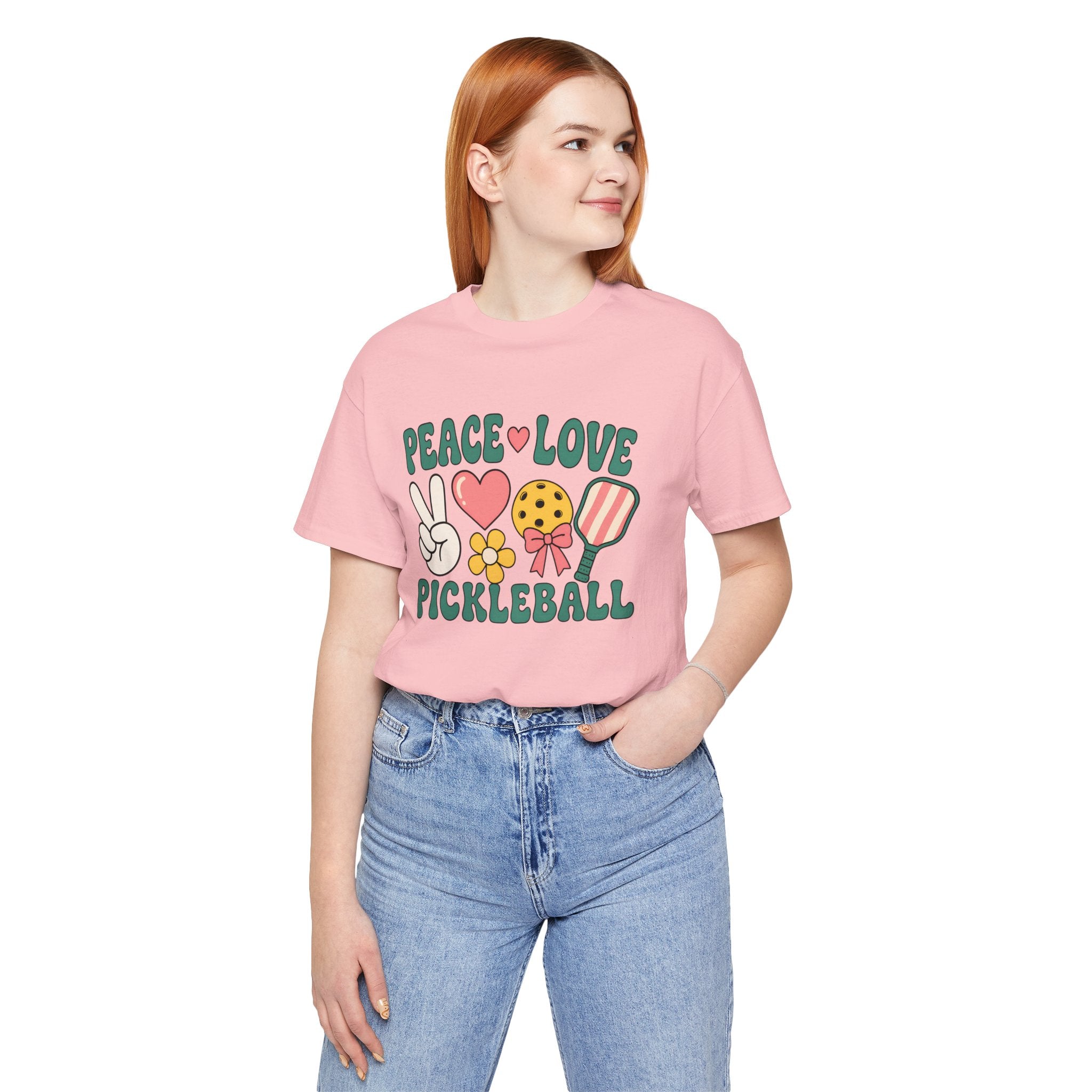 Pickleball Peace & Love T-Shirt – Cute Retro Paddle Design