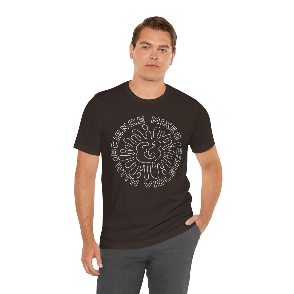 Science & Violence Graphic Tee — Retro Psychedelic Badge T‑Shirt