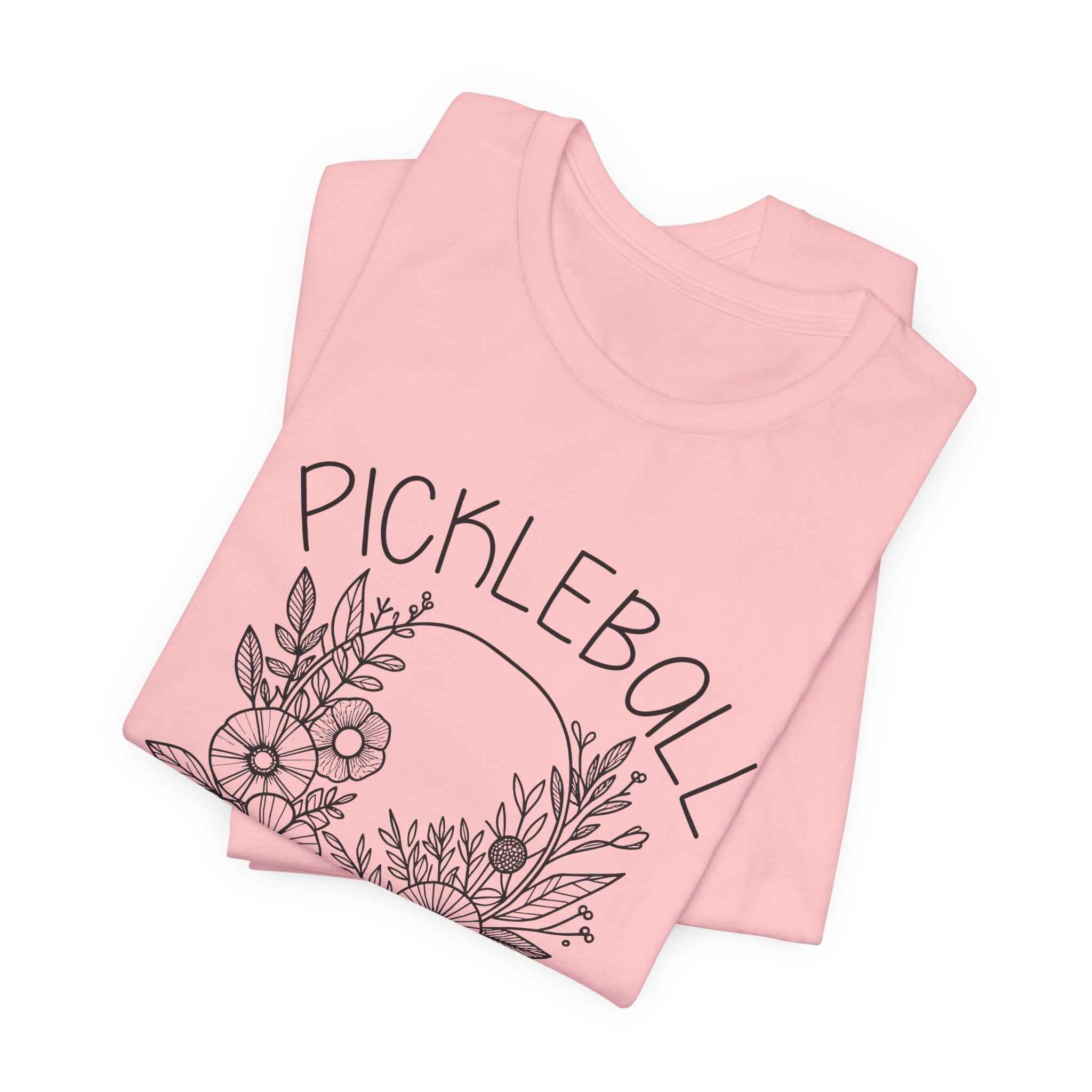 Pickleball Floral Tee — Women's/Unisex Pickleball Shirt with Hand-Drawn Paddle & Flowers