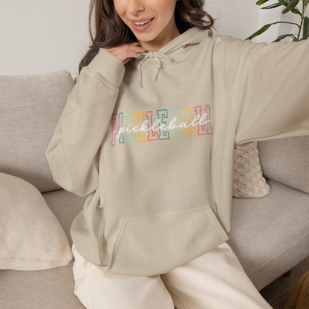 Pickleball Pastel Hoodie – Colorful Retro Text Pickleball Pullover