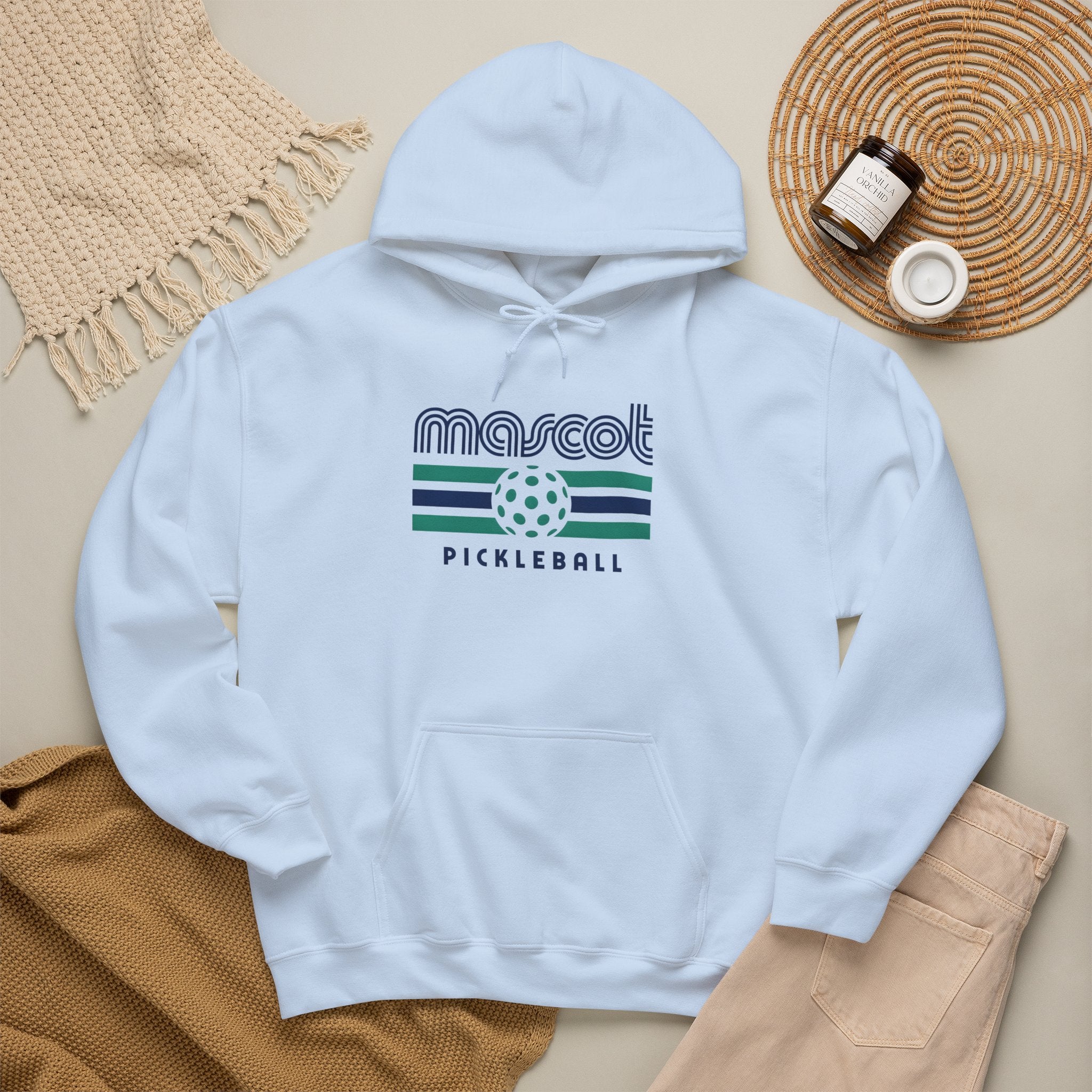 Mascot Pickleball Hoodie — Retro Striped Pickleball Pullover