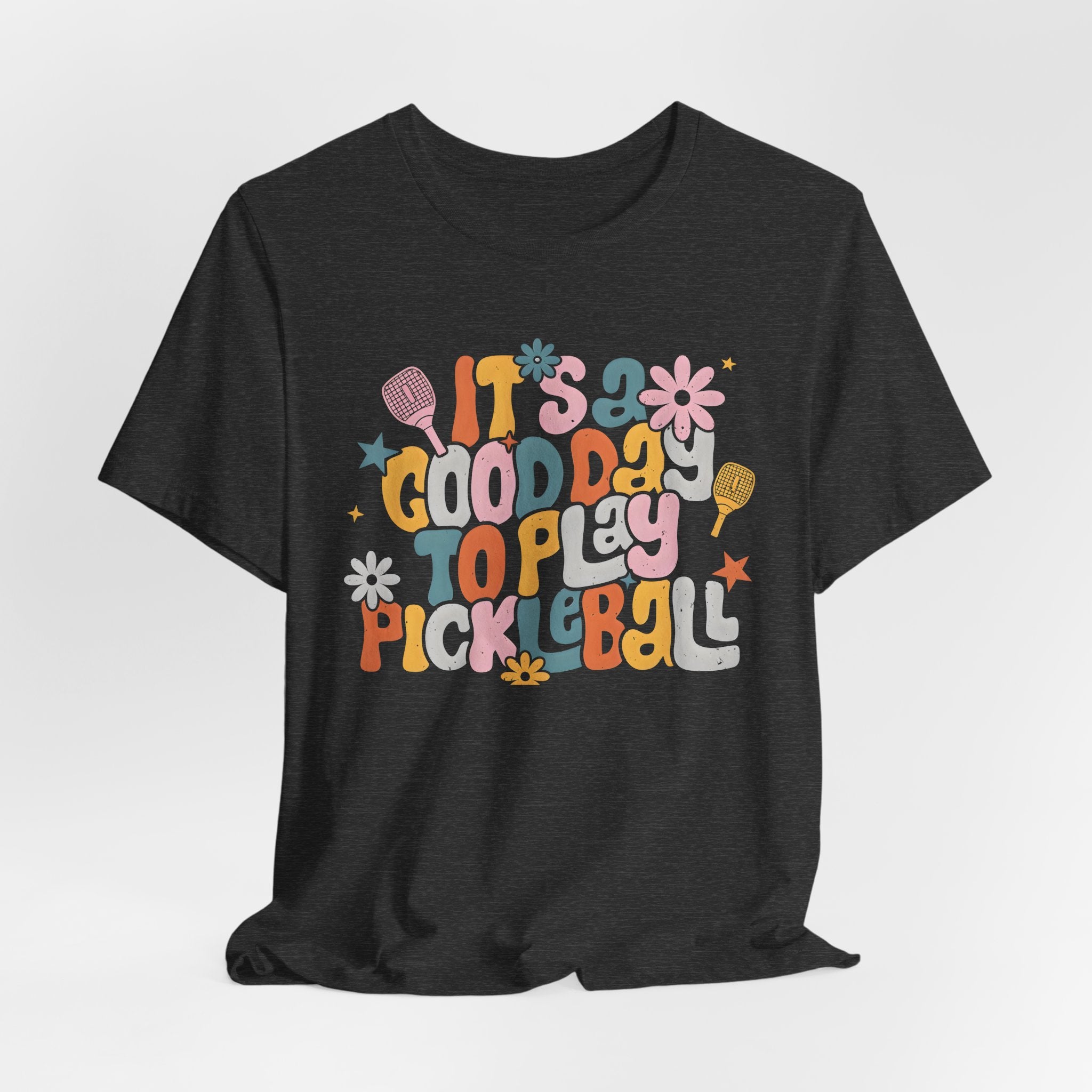 Pickleball Tee - "It's a Good Day to Play Pickleball" Retro Floral Graphic T-Shirt