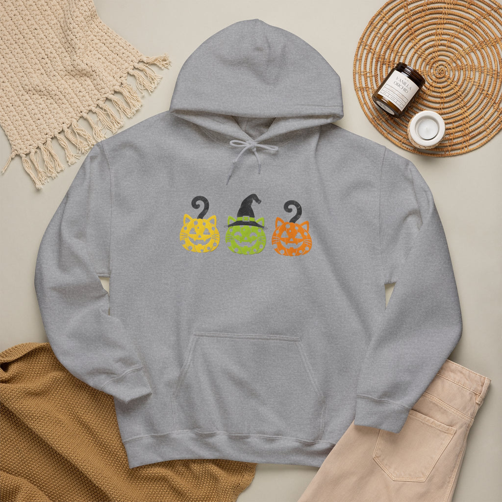 Pumpkin Trio Halloween Hoodie — Cute Witch Hat Jack-o'-Lantern Sweatshirt