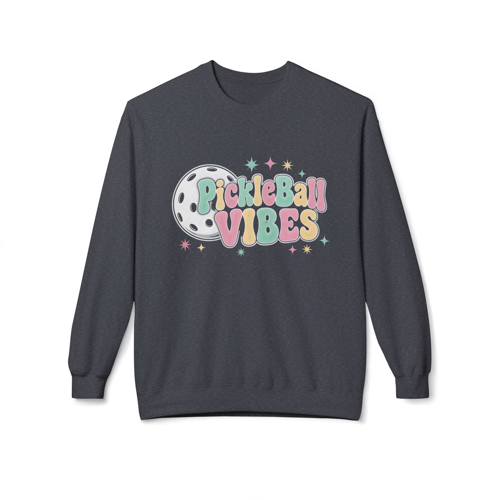 Pickleball Vibes Crewneck Sweatshirt — Pastel Retro Pickleball Graphic